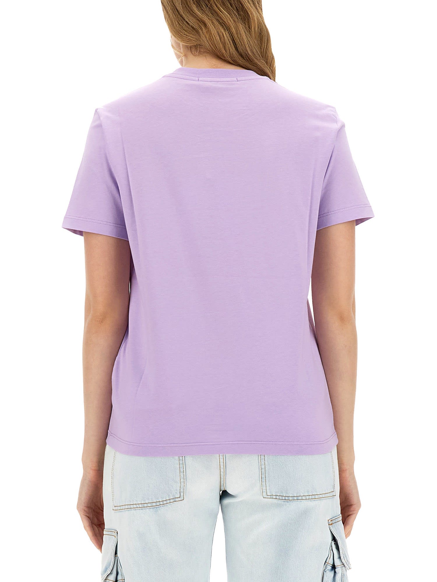 Shop Msgm T-shirt With Logo In Lilac