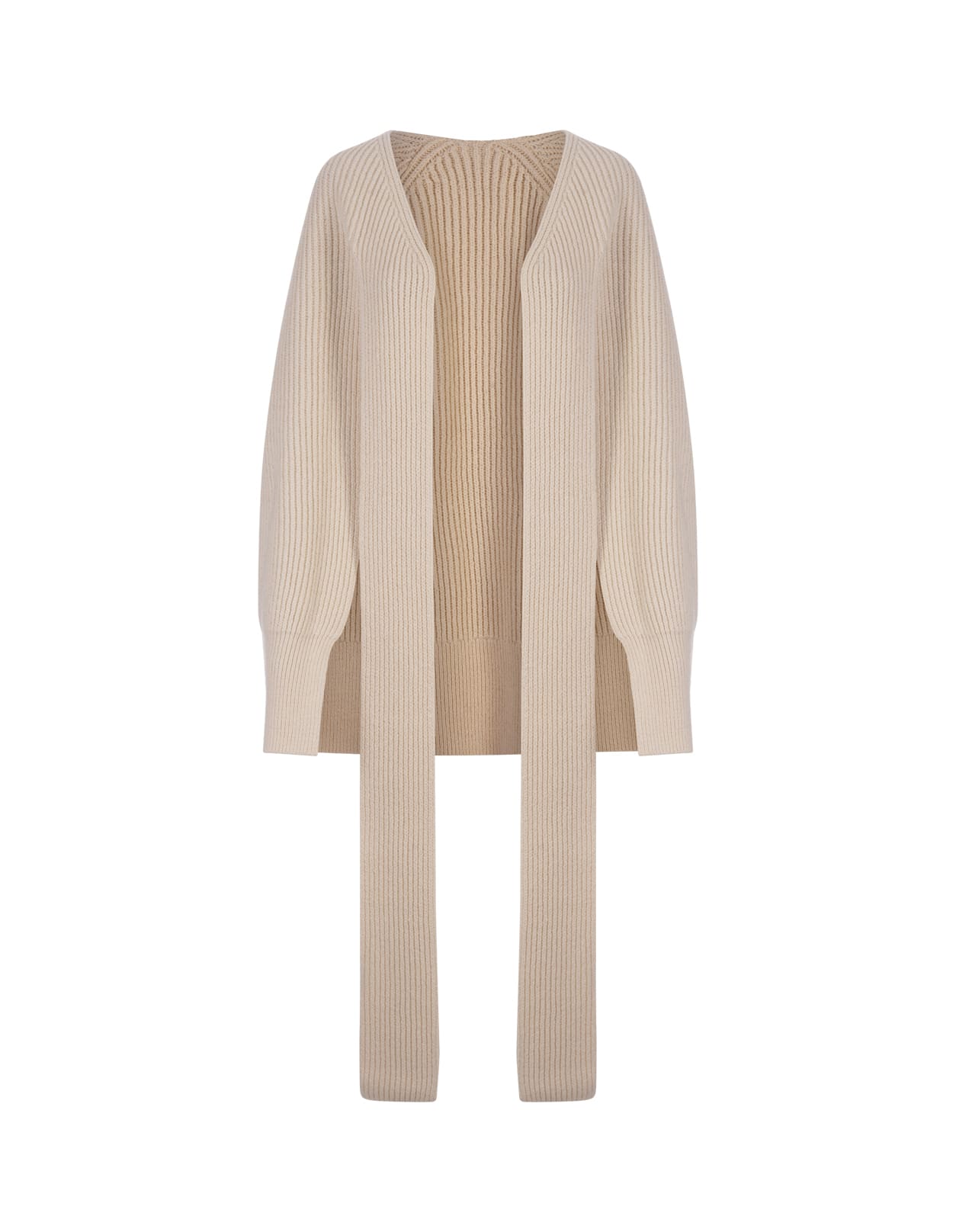 Jil Sander Ribbed Structured Cape In Coconut White