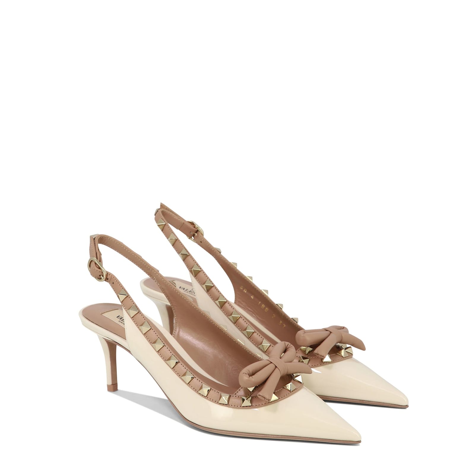 Shop Valentino Garavani Rockstud Bow 60 Slingback Pumps In White