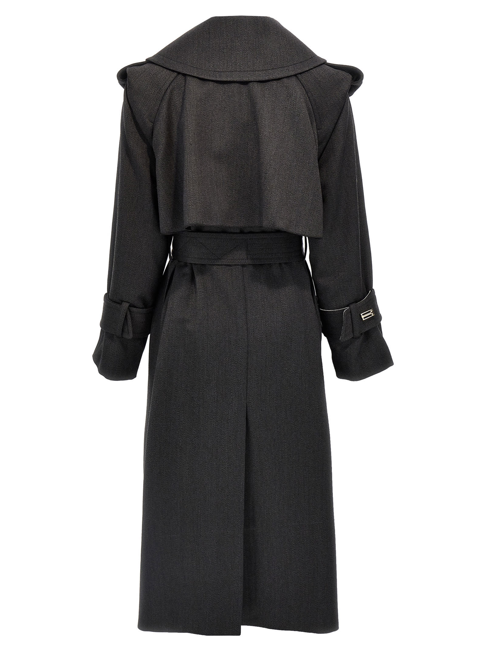 Shop Victoria Beckham Belted Wool Trench Coat In Gray