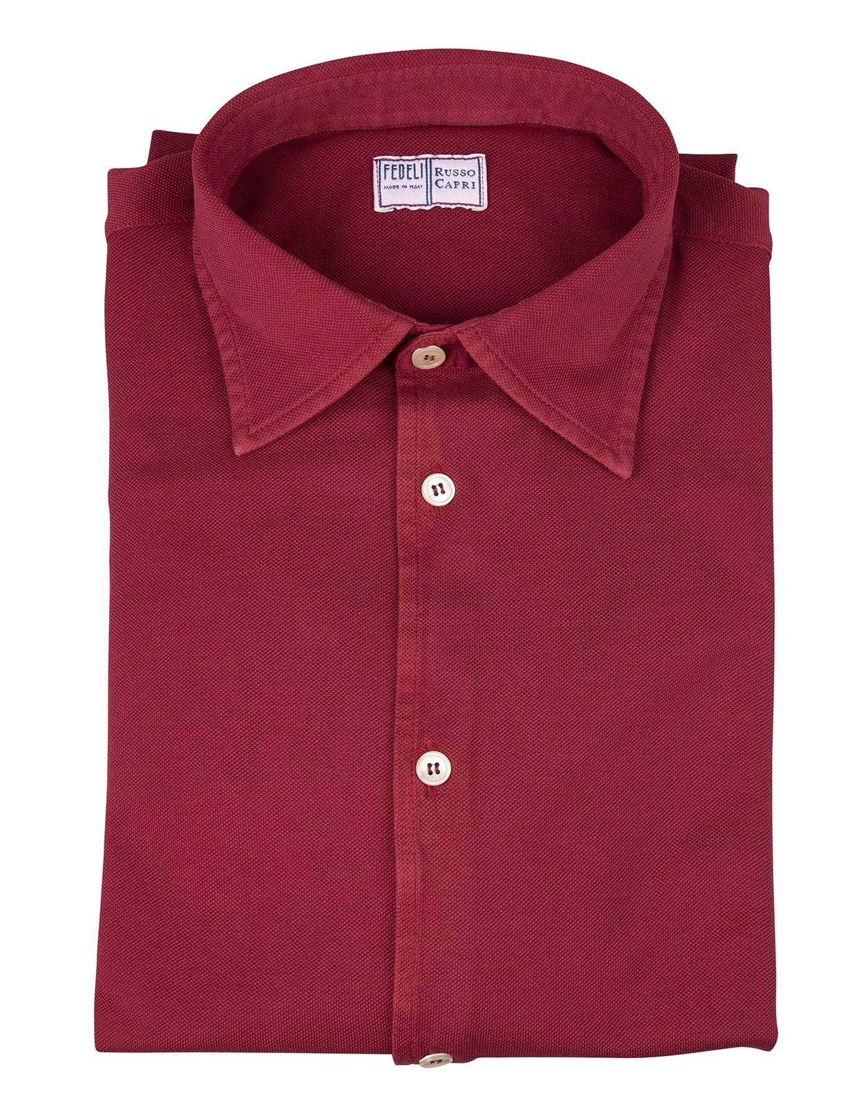 Fedeli Man Shirt In Dark Red Cotton Pique