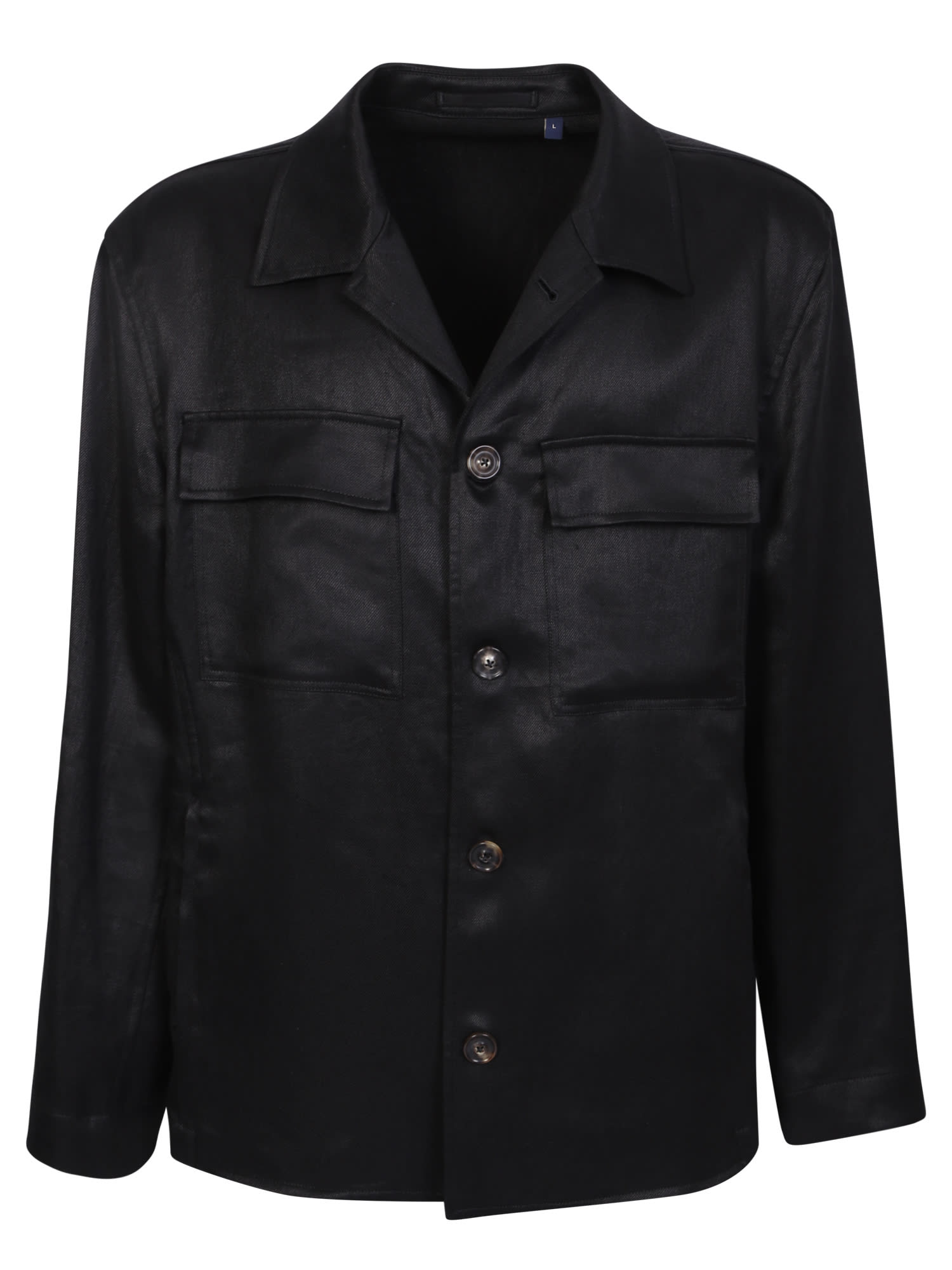 Shop Lardini Linen Black Shirt