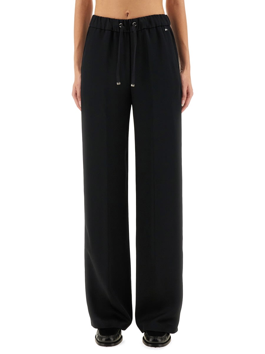 Herno Wide Leg Full Length Resort Trousers In Blue