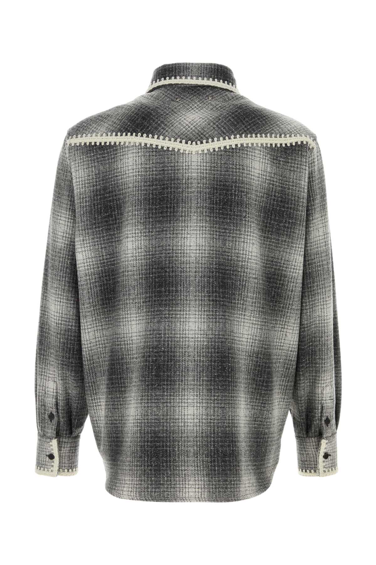 Golden Goose Embroidered Flannel Shirt In Gray