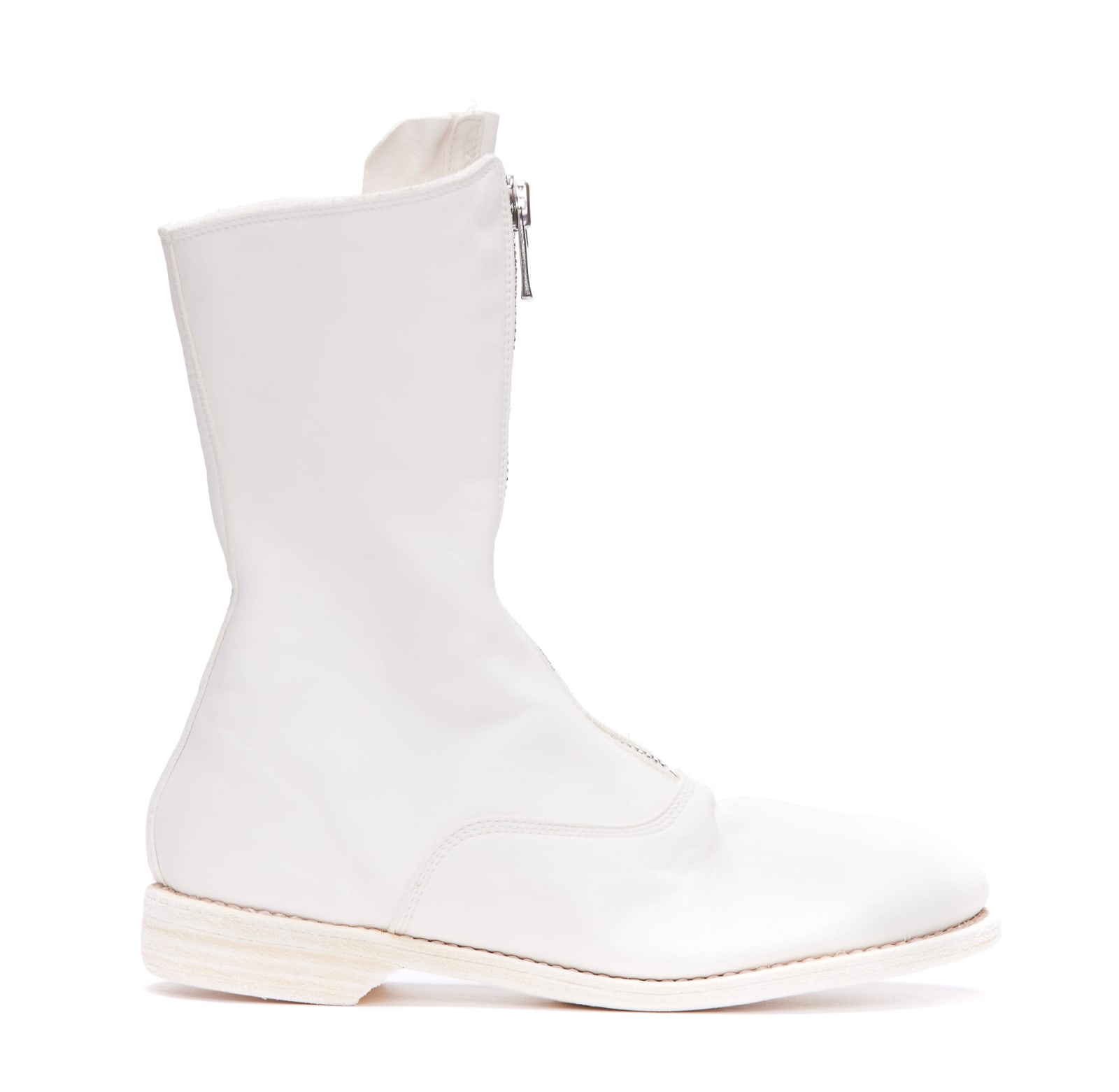 Guidi Front-zipped Fitted Boots In White