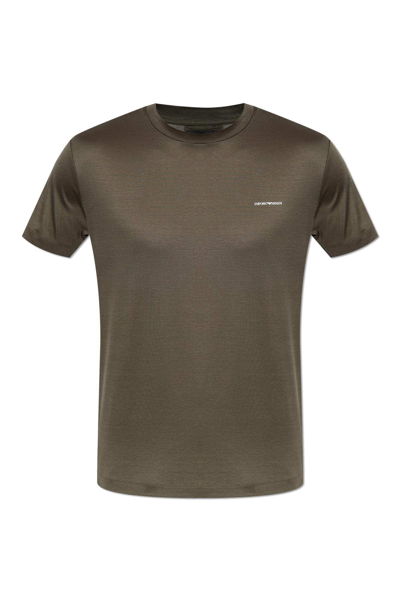 Emporio Armani Lyocell-blend Jersey T-shirt In Green