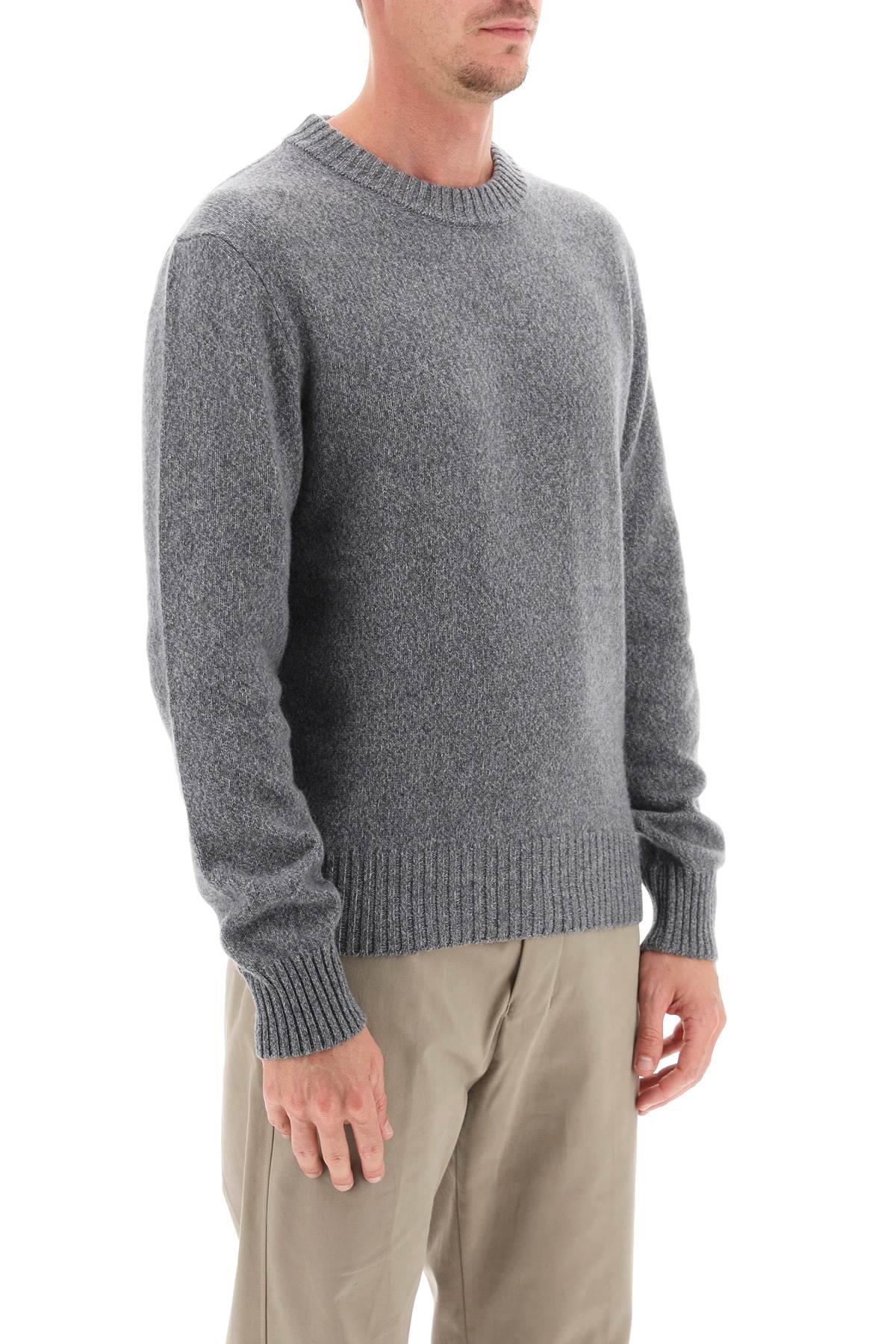 Shop Ami Alexandre Mattiussi Cashmere And Wool Sweater In Heather Grey (grey)
