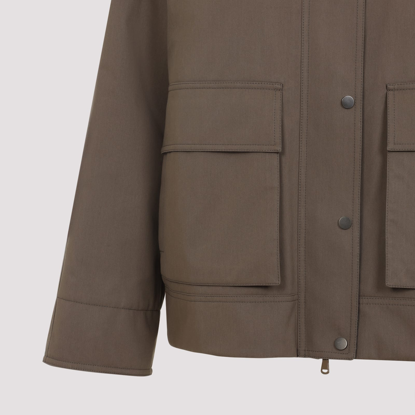 Brunello Cucinelli Techno Canvas Jacket In Brown