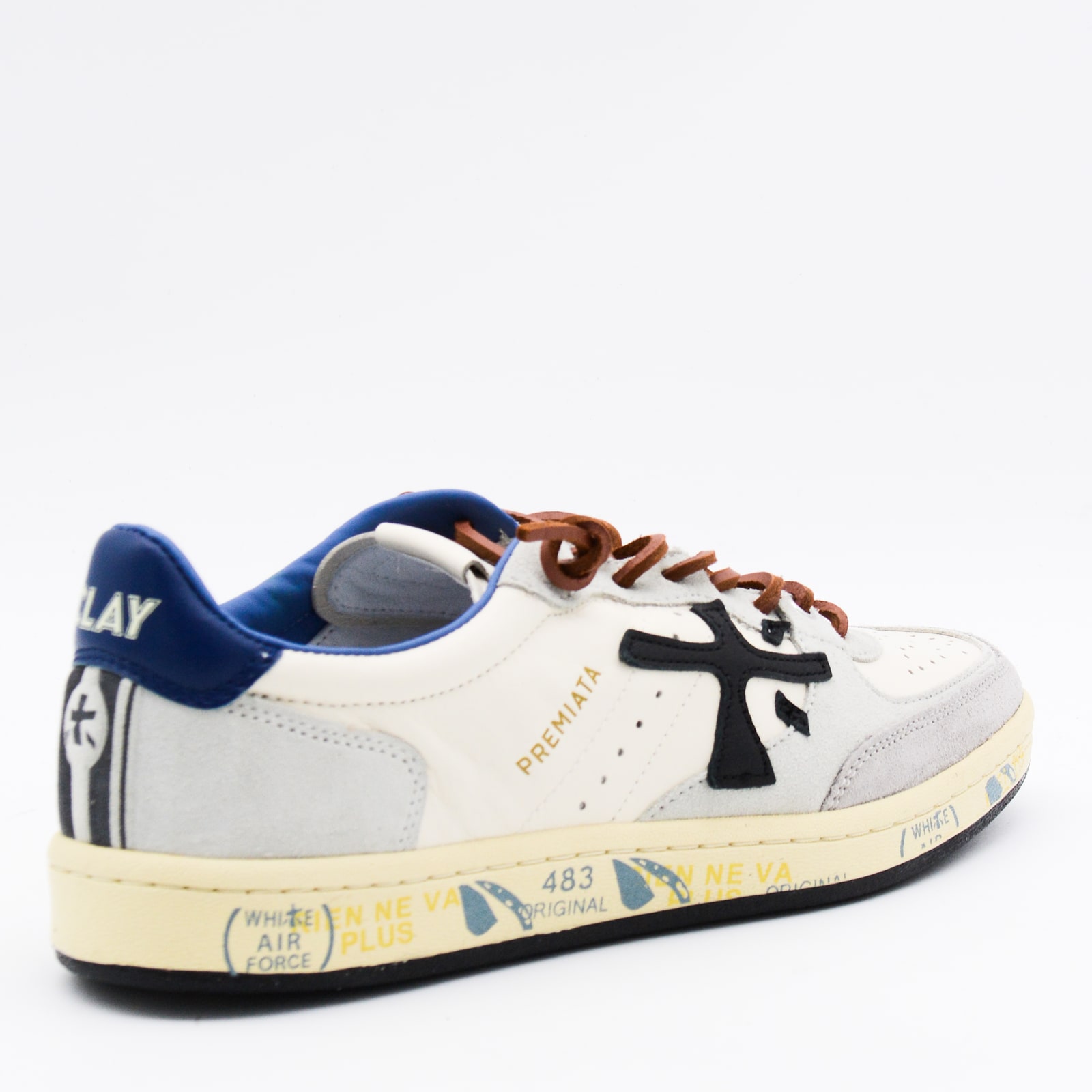Premiata Multicolor Leather Sneakers In White