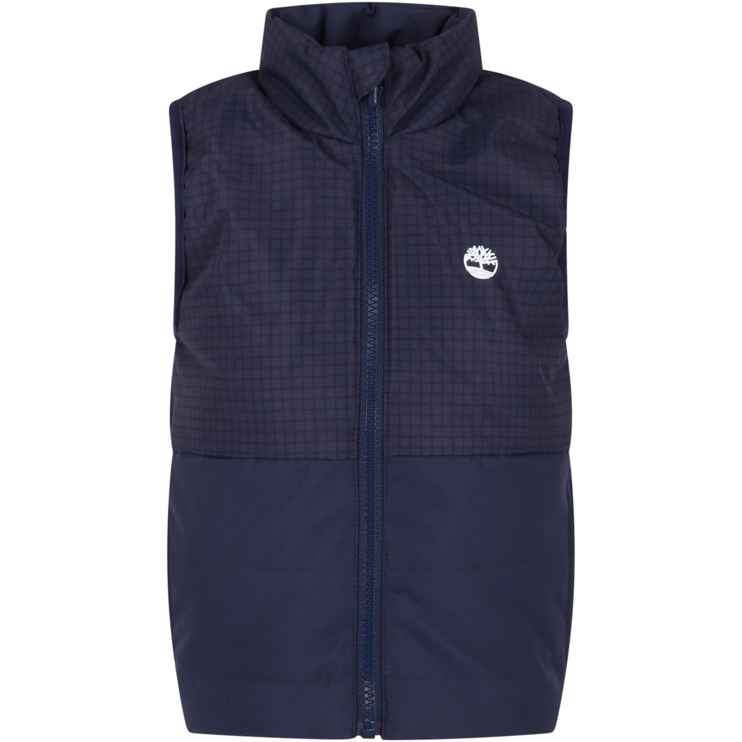 Timberland Kids' Blue Gilet For Boy With White Logo