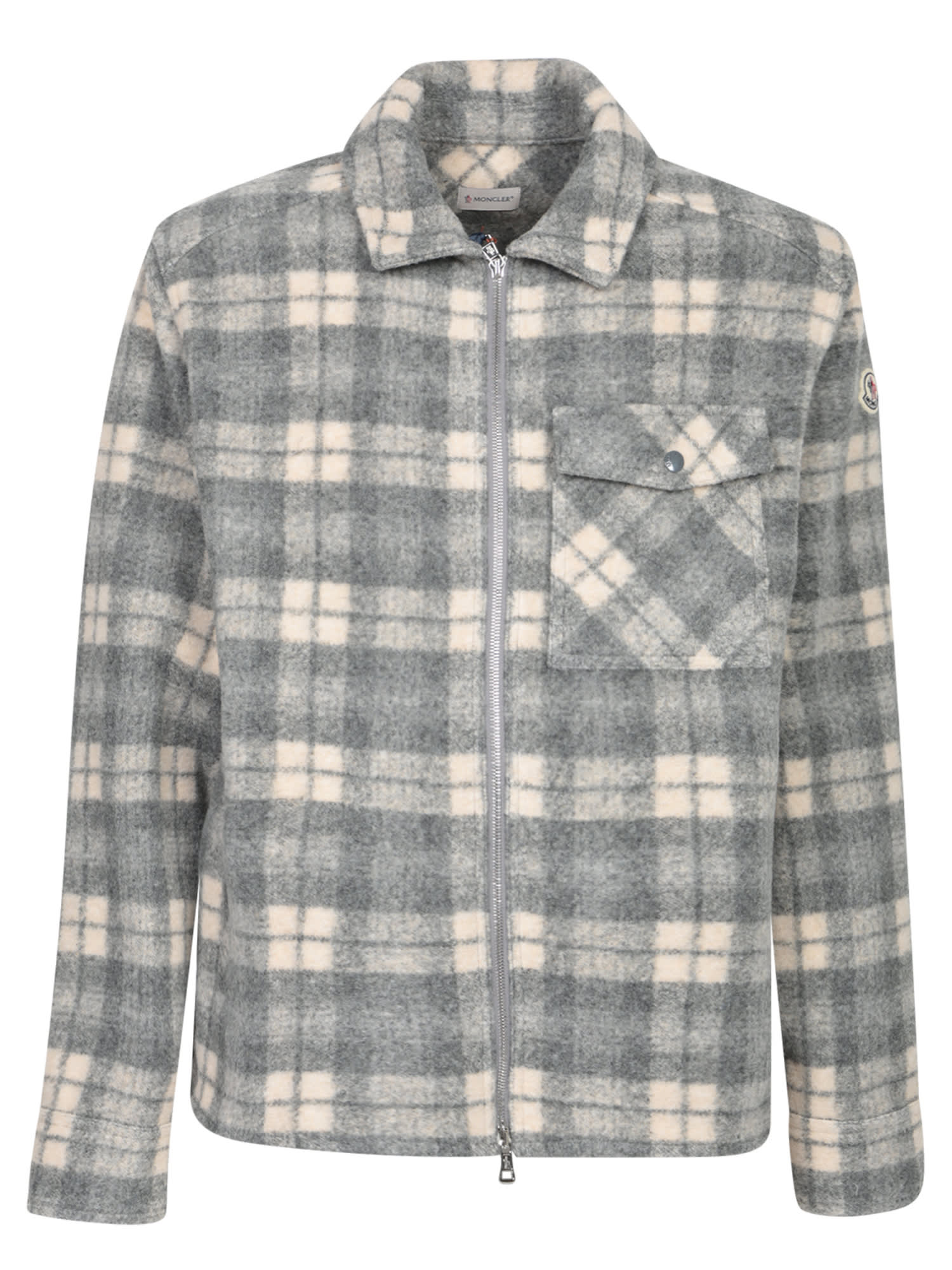 Moncler Graphic Logo Long Sleeve Cotton T-shirt In Gray