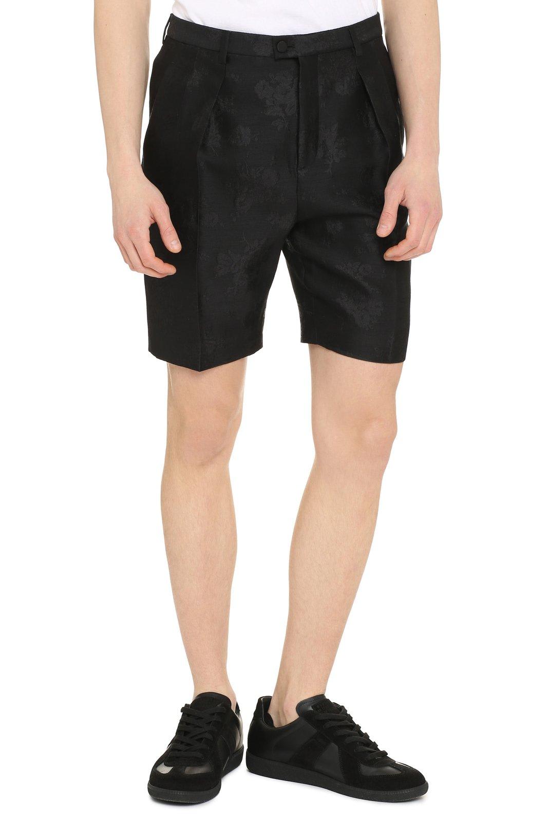 Shop Saint Laurent High Waist Jacquard Shorts In Black