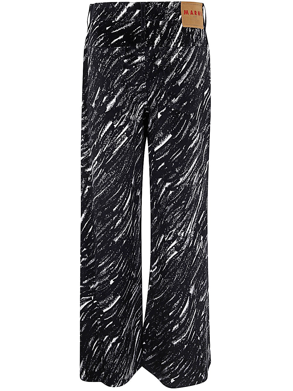 Marni Black Flocked Loose Jeans With Crayon Print In Black