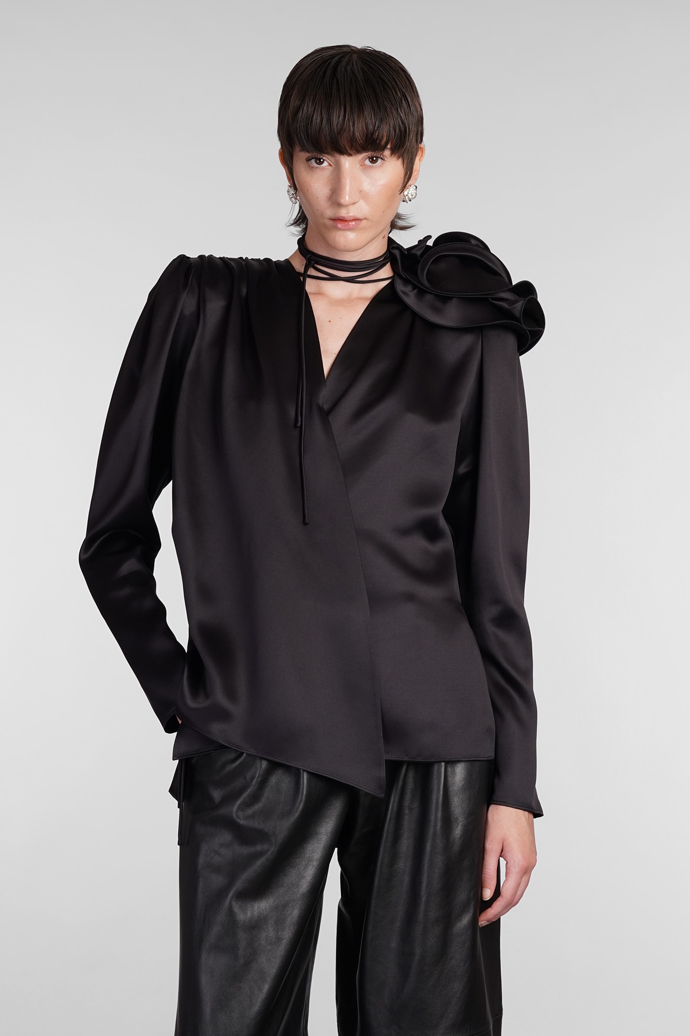 Shop Magda Butrym Blouse In Black Silk