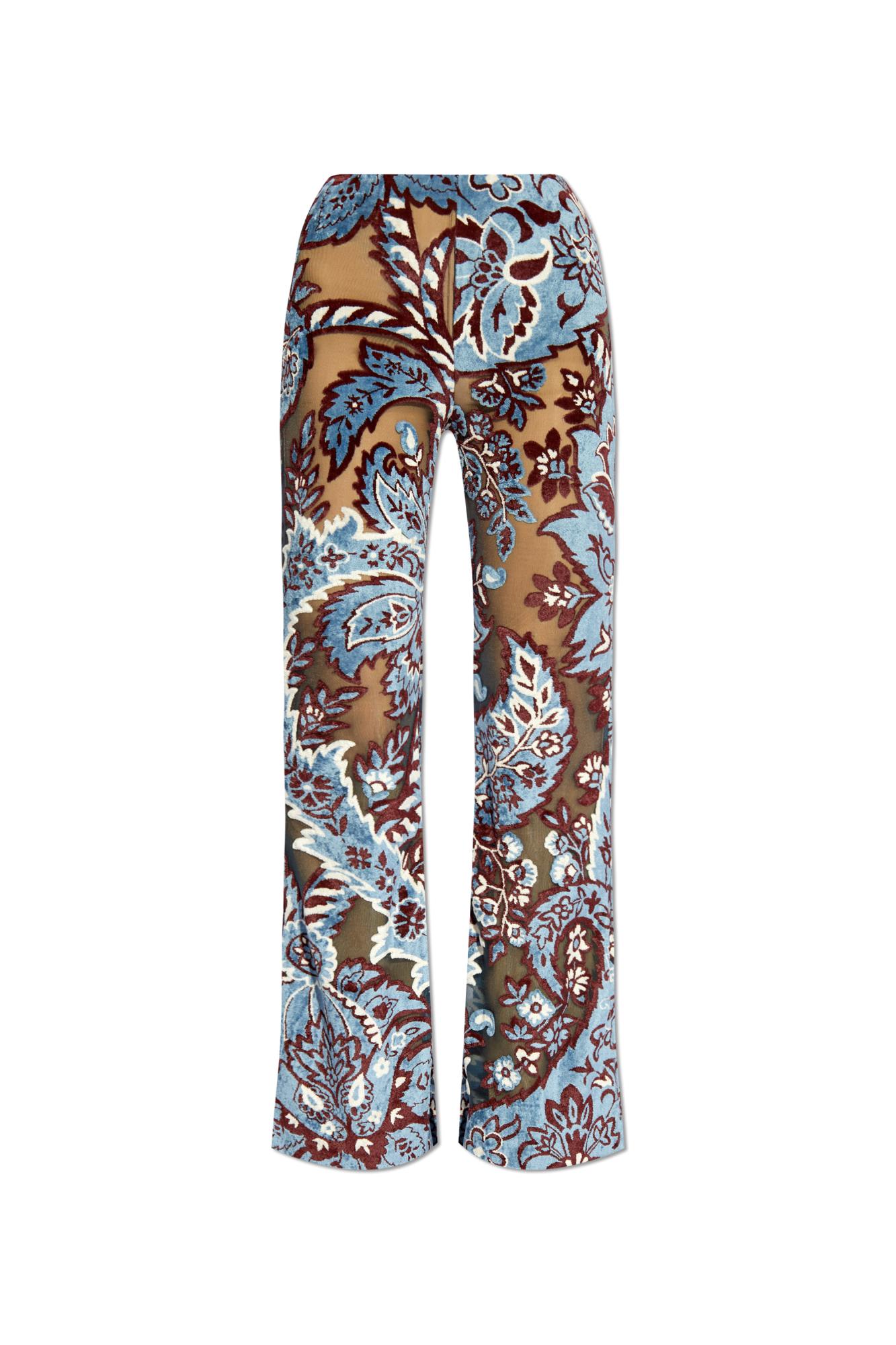 Shop Etro Floral Pattern Trousers