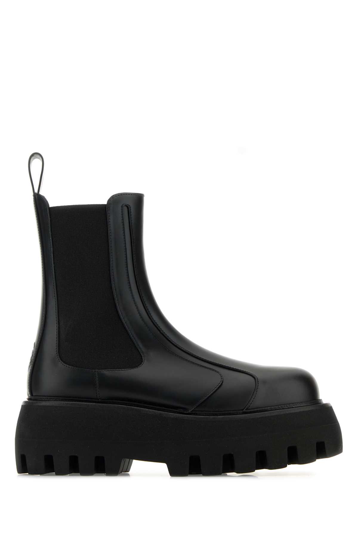 Black Leather Chelsea Sofa Ankle Boots