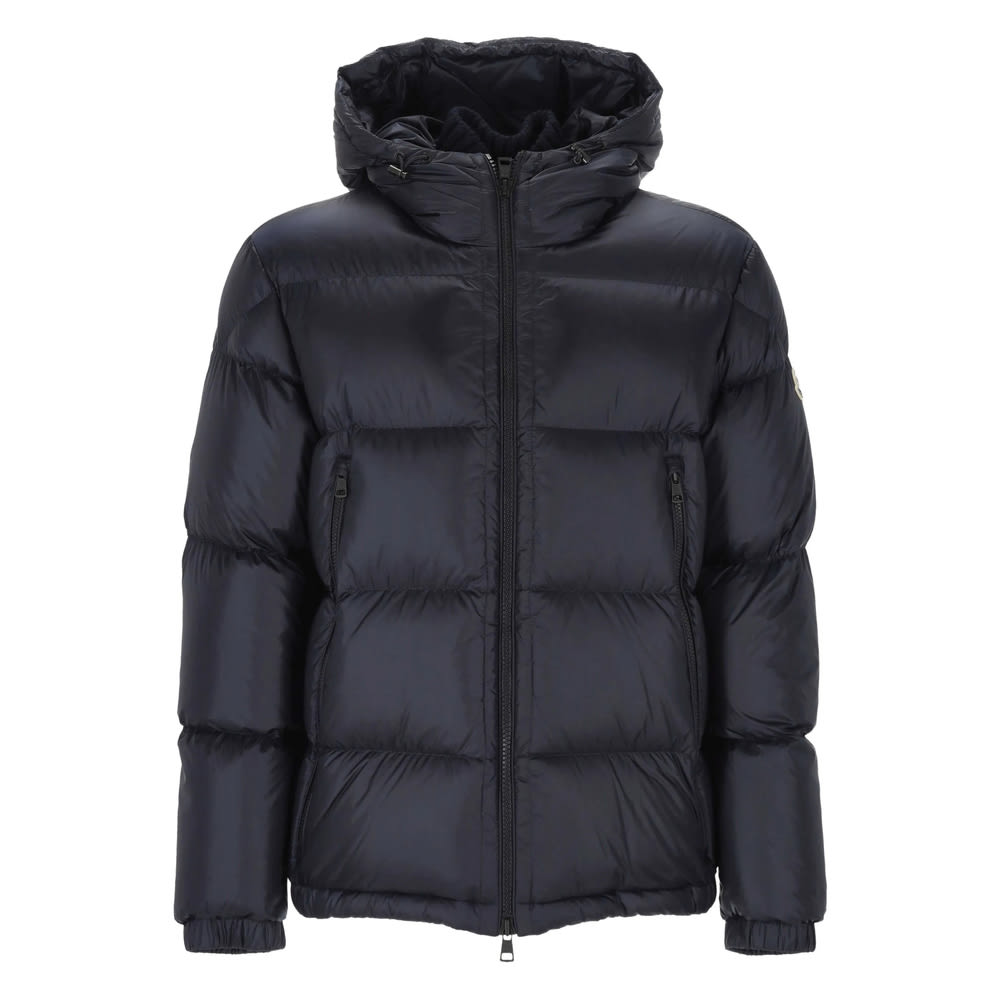 Moncler Hooded Zip Jacket In Blue