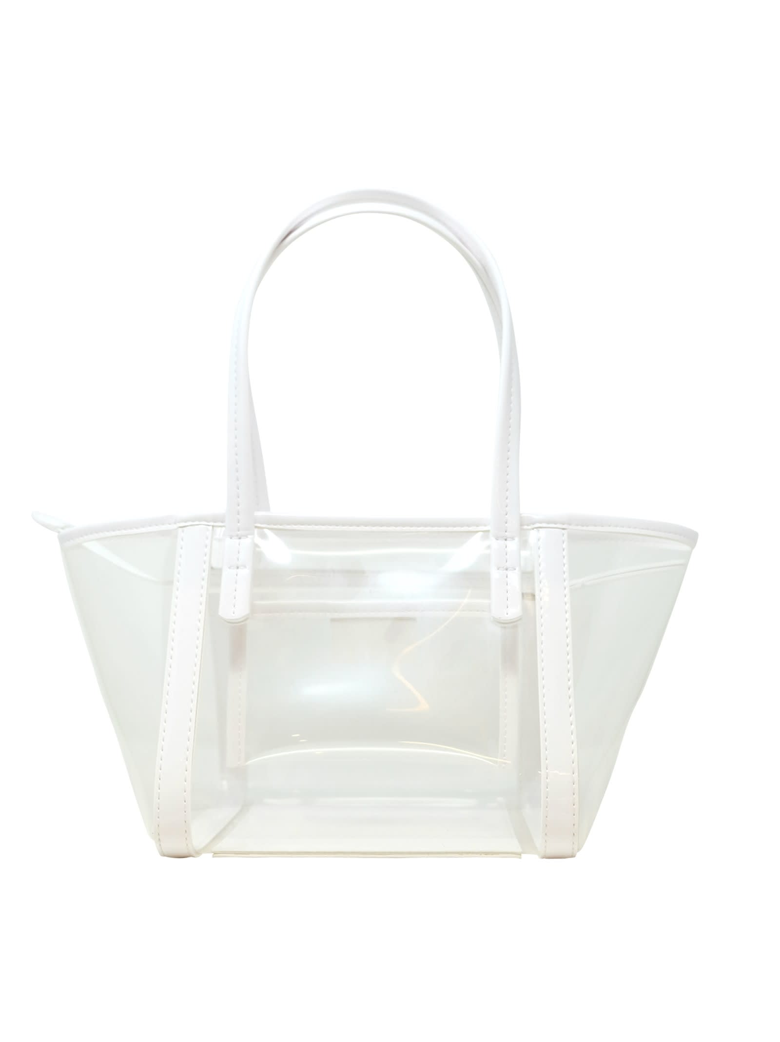 Shop By Far Bar Tote Transparent White Pu Handbag