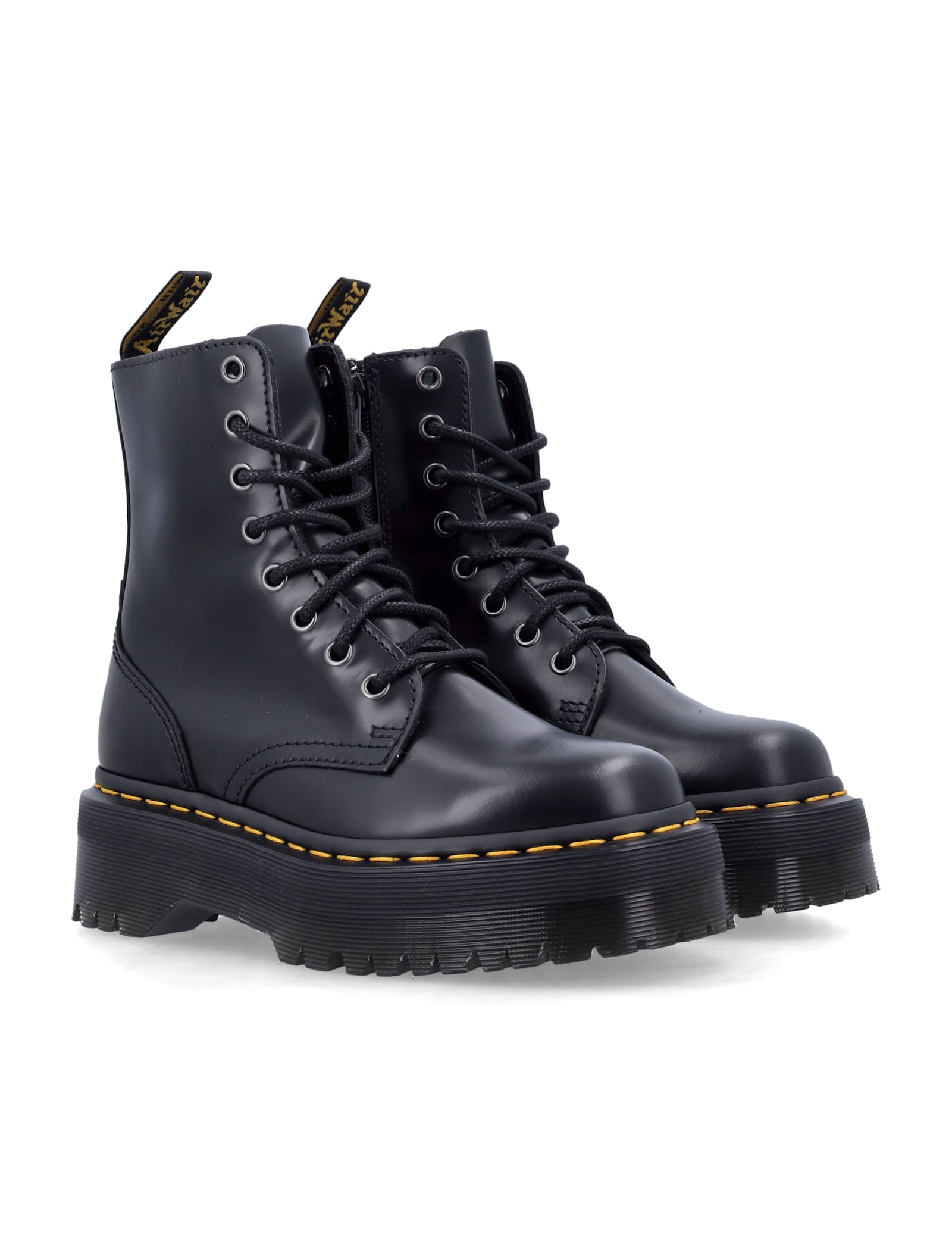 Dr. Martens Jadon Smooth Leather Platform Boots In Black In Black