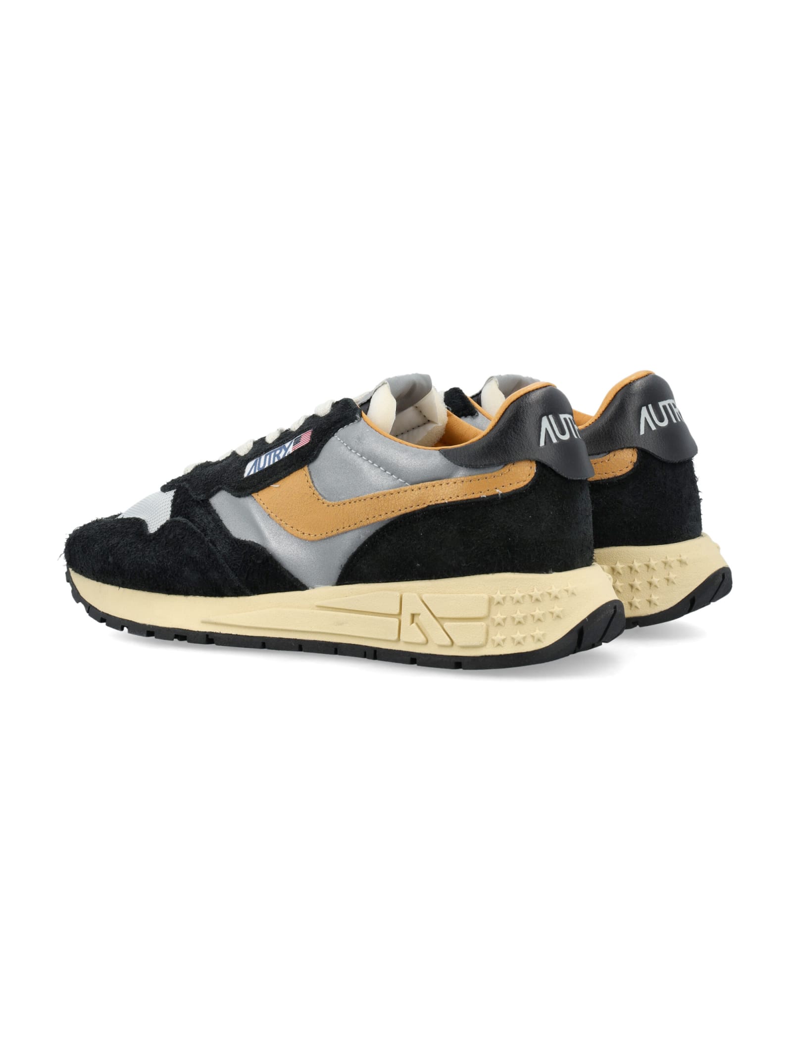 Shop Autry Reelwind Low Sneakers In Brown Silver Orange