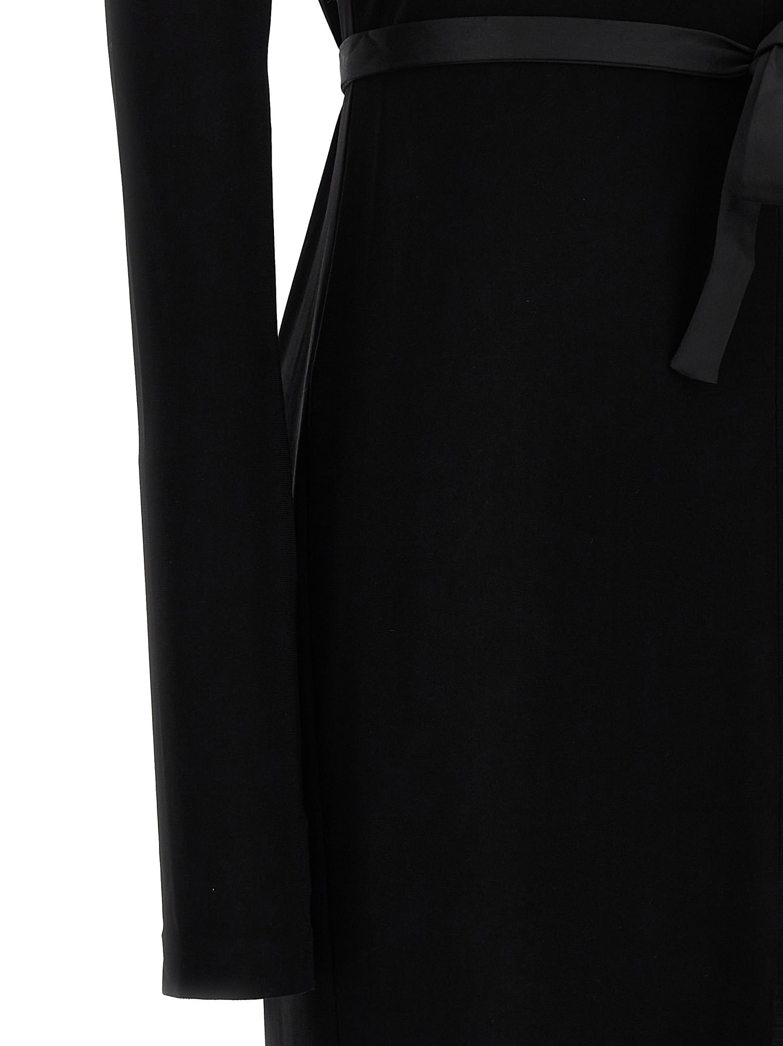 Shop Norma Kamali Long Deep V-neck Dress In Black