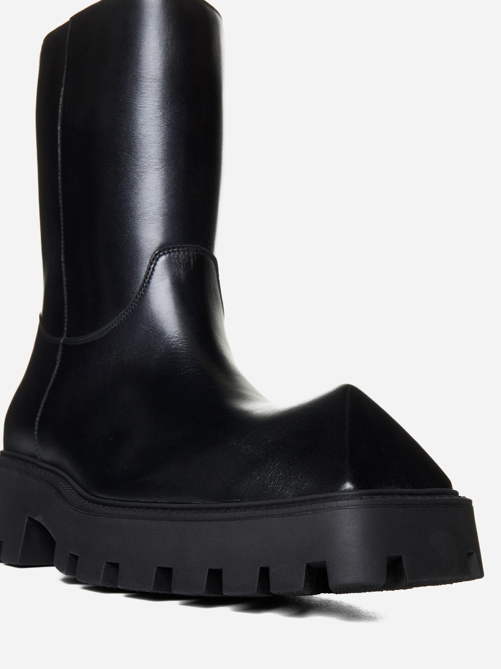 Shop Balenciaga Rhino Leather Ankle Boots In Black