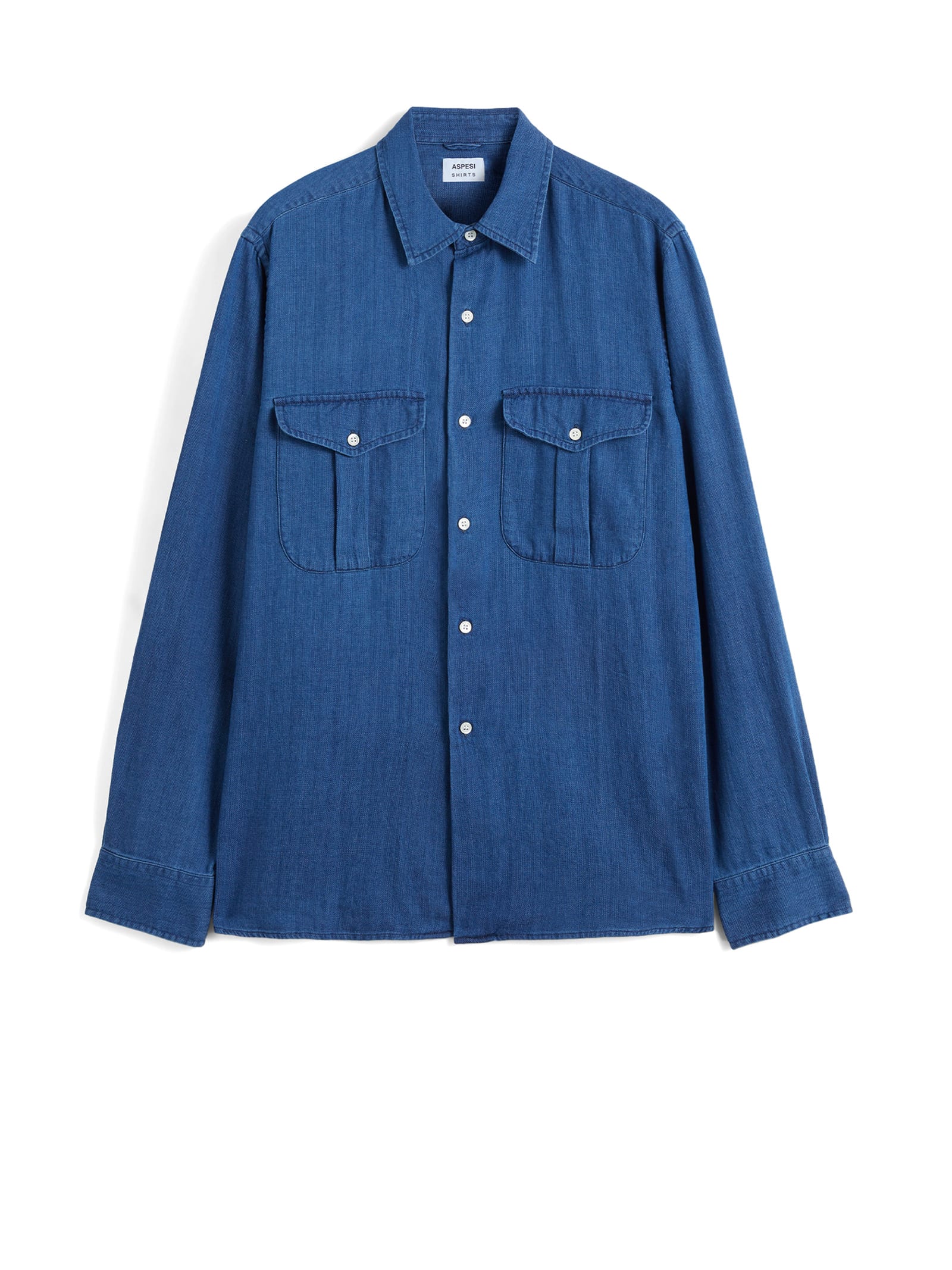 Aspesi Mens Denim Blue Shirt With Pockets