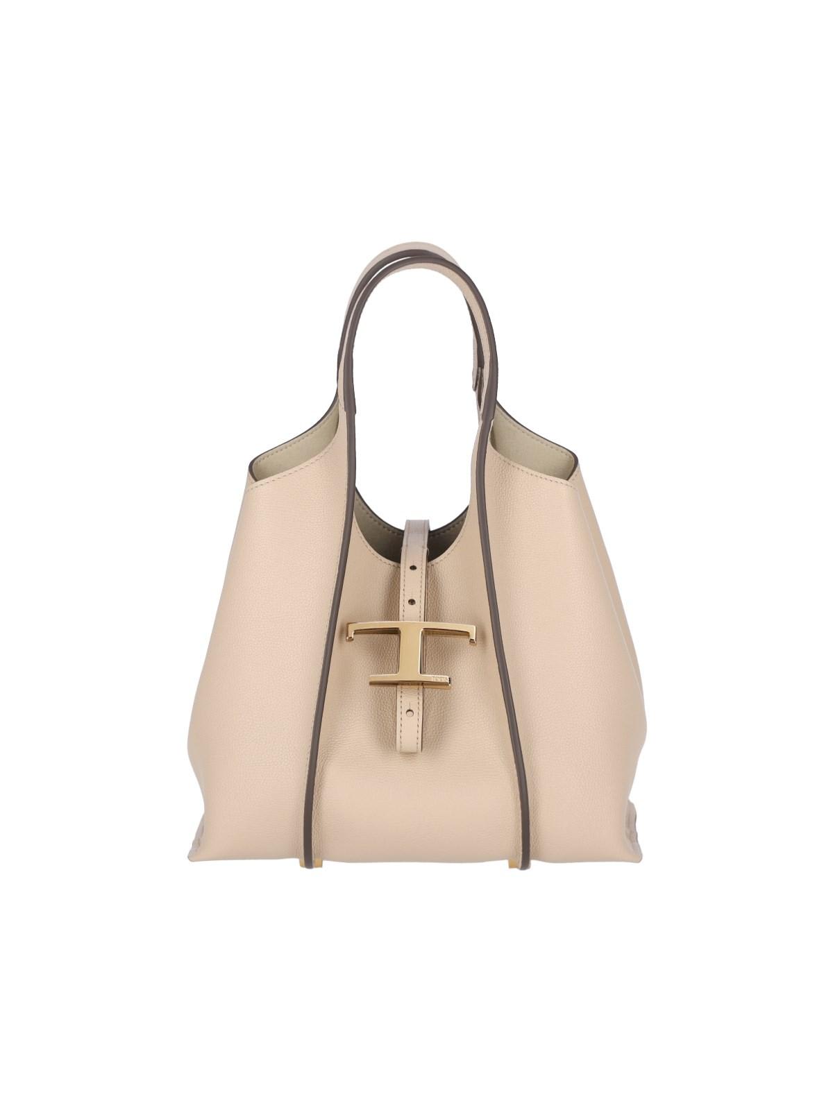 Shop Tod's Mini Tote Bag T-timeless In Beige