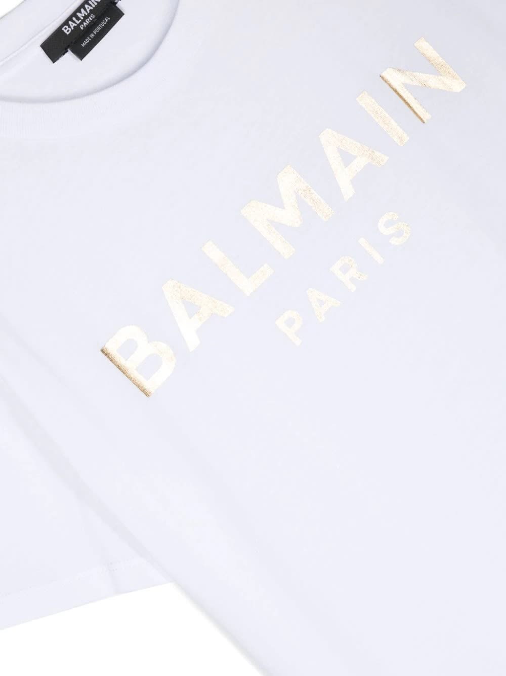 Shop Balmain White T-shirt With Golden Logo
