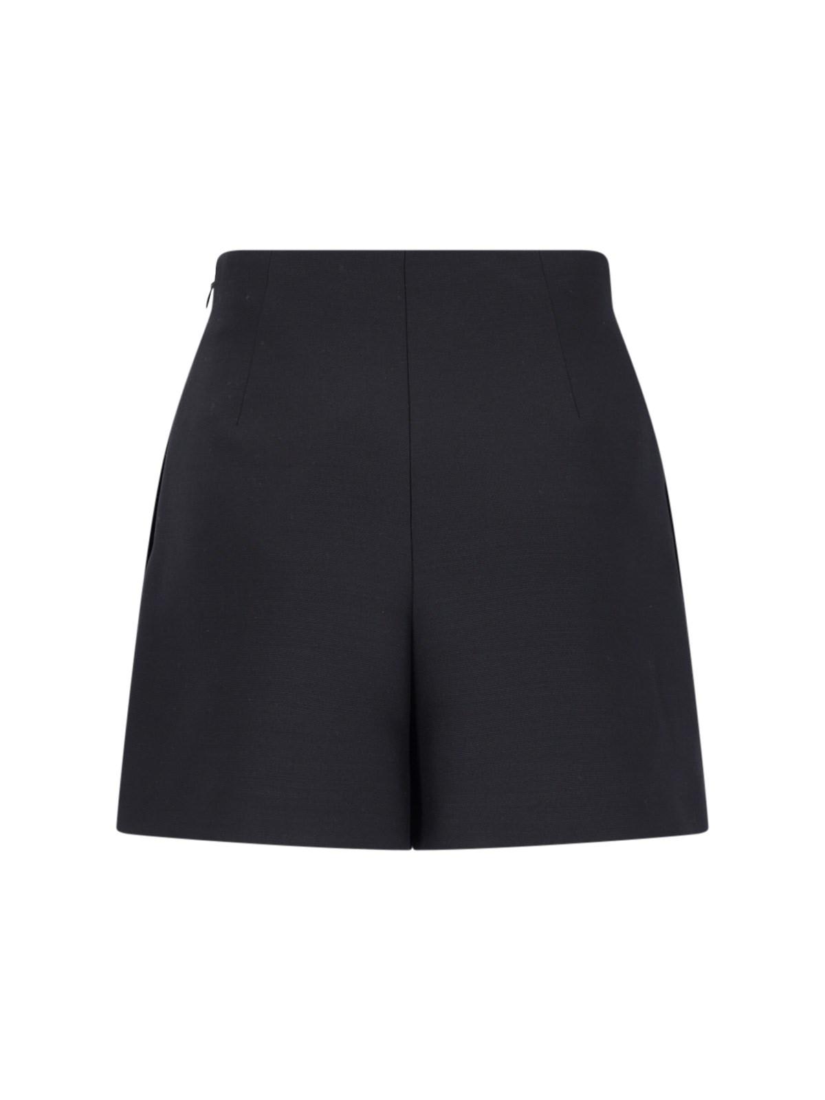 Valentino V Metal Wool & Silk Crepe Mini Shorts In Nero