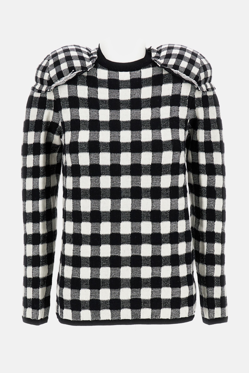 Comme Des Garçons Wool Sweater With Padded Shoulders In Black