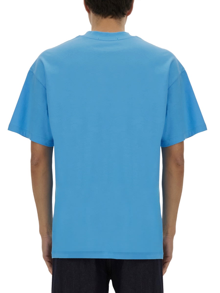 Msgm Crew Neck Cotton T-shirt In Azure