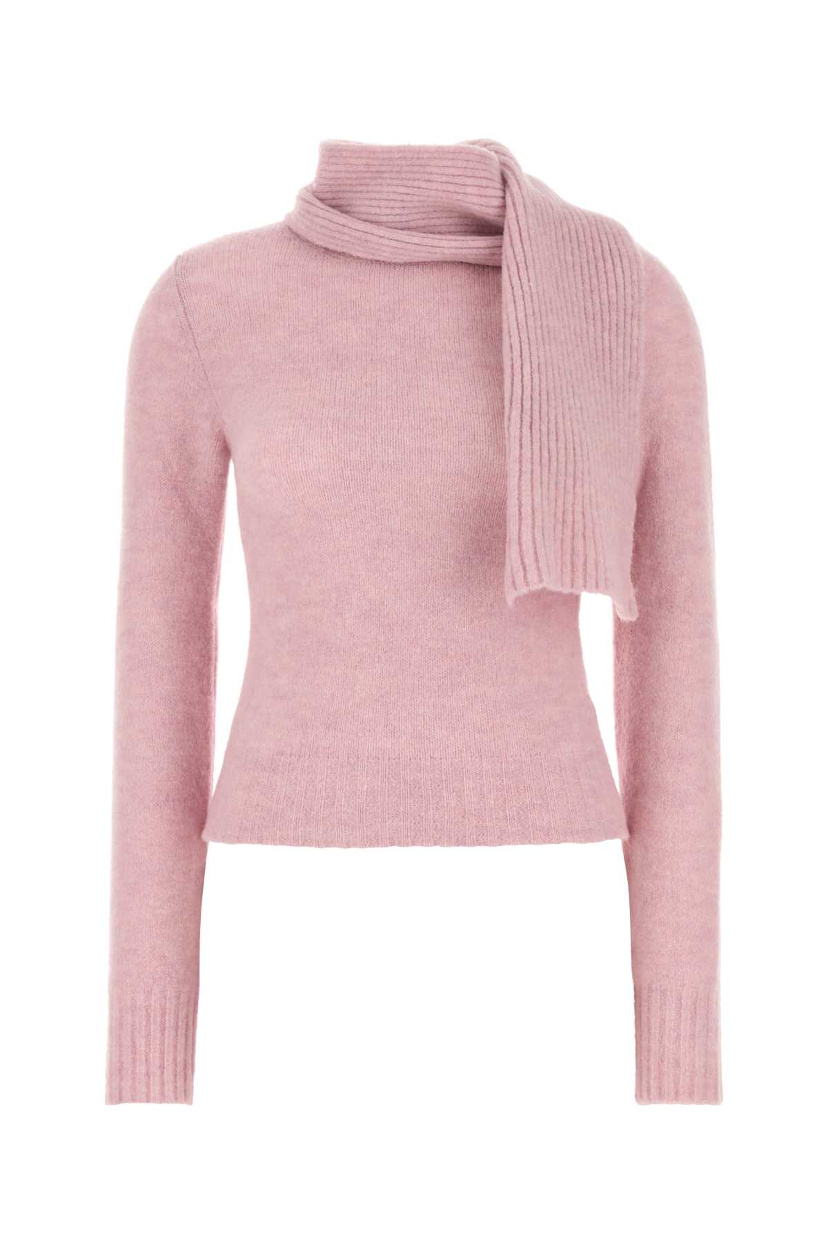 Pink Stretch Wool Blend Scarf Jumper Sweater