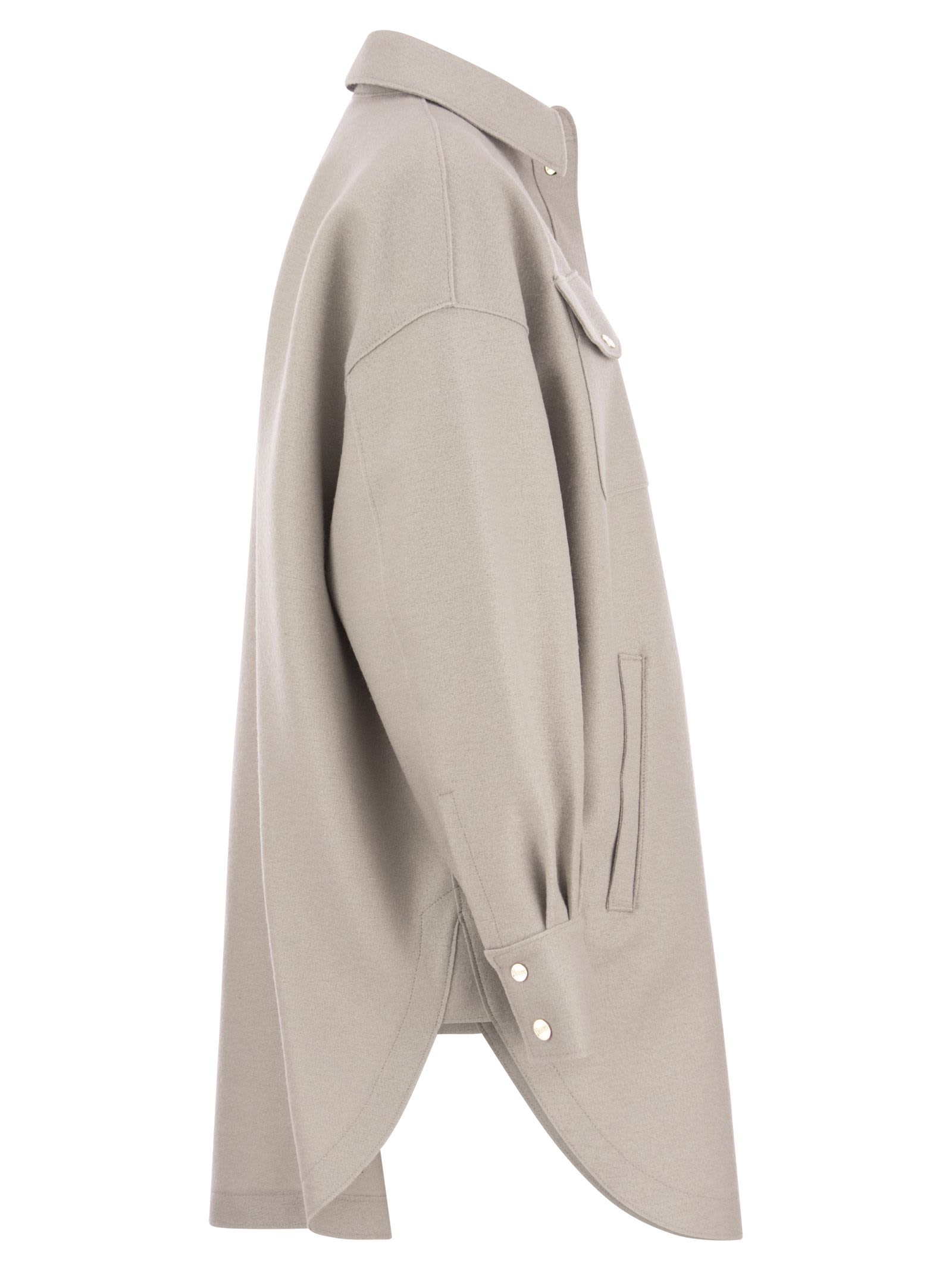 Herno Resort Shirt In Lightweight Boiled Wool In Ice
