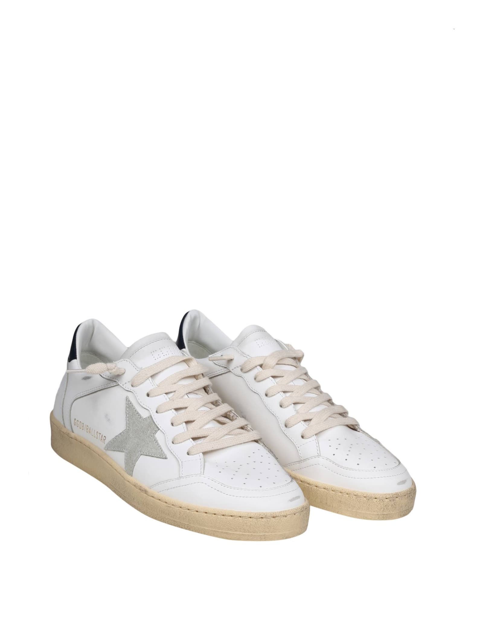 Shop Golden Goose Ballstar Sneakers In White Leather