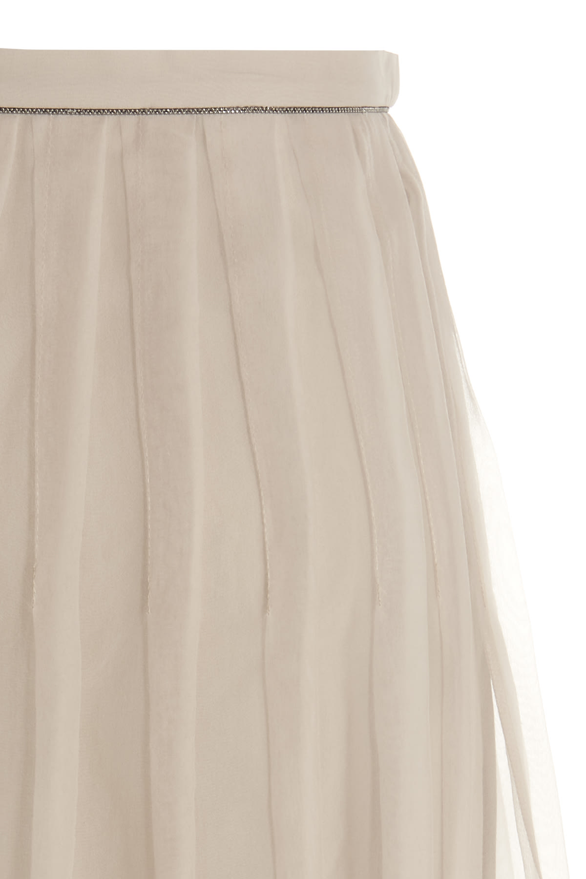 Brunello Cucinelli Monile Detail Silk Skirt In Cream