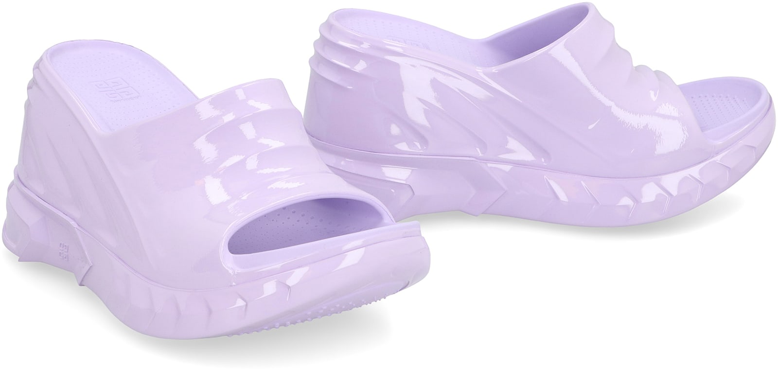 Givenchy Logo Round Head Slope Heel Sandals In Lilac
