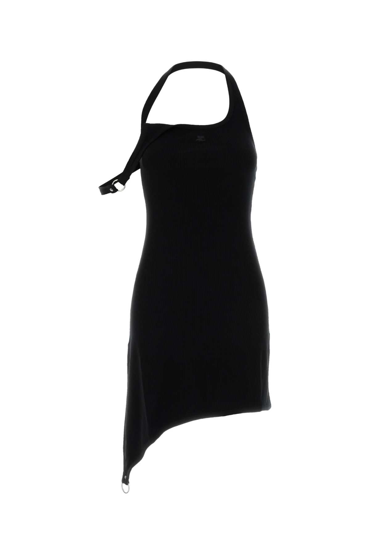 Courrèges Asymmetrical-strap Mini Dress In Black