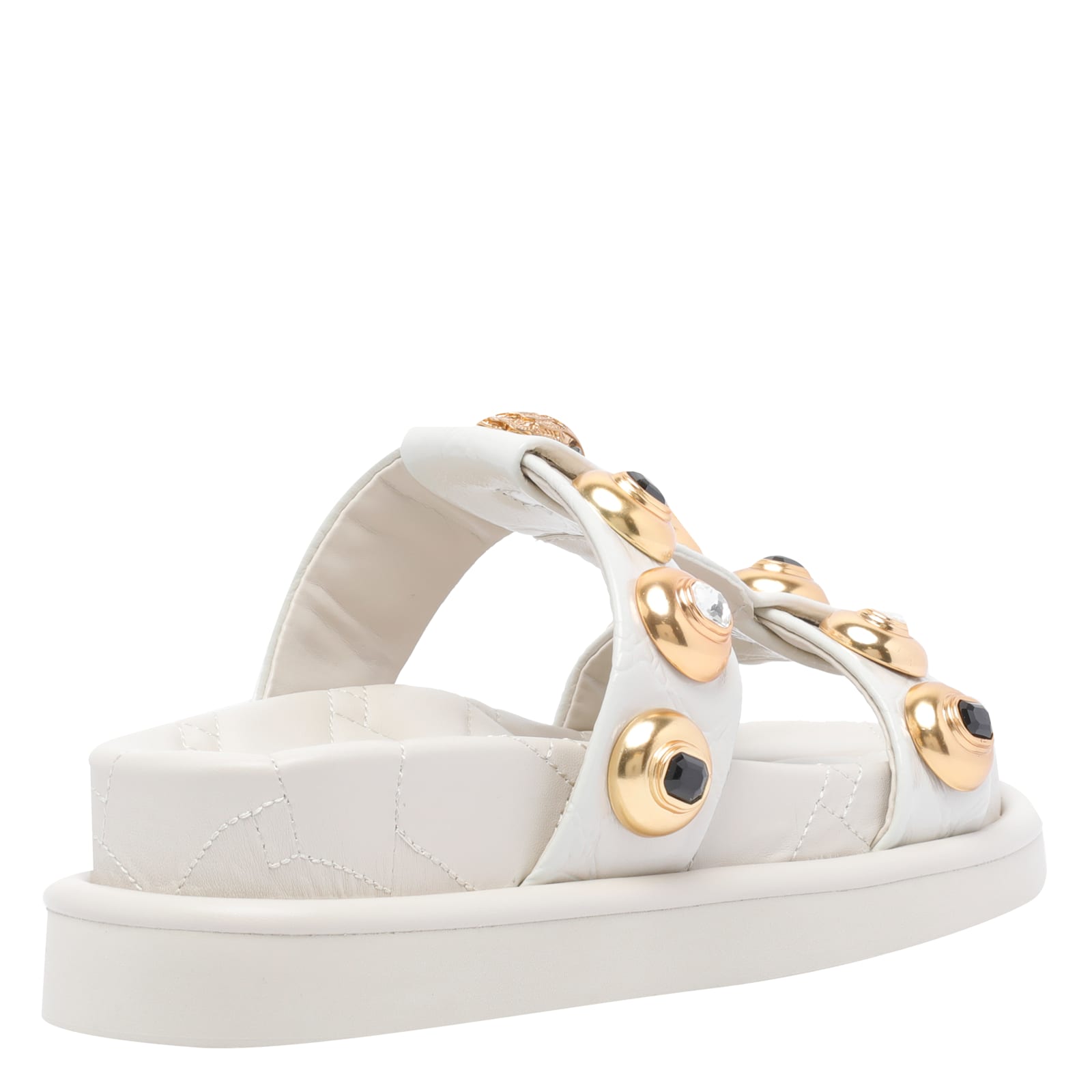 Kurt Geiger Leather Croc-embossed Orson Sandals In White