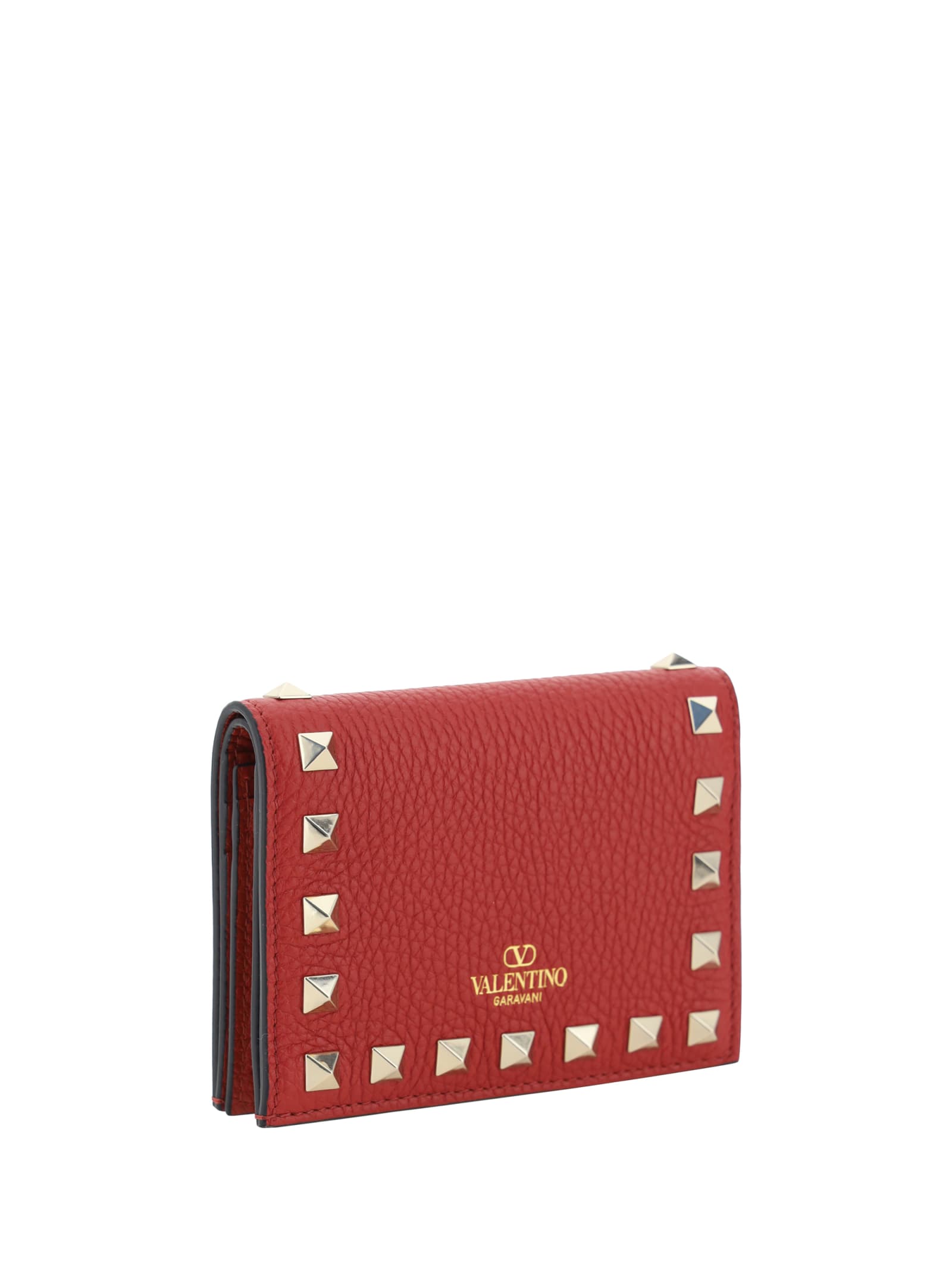 Shop Valentino Garavani Rockstud Wallet In Rosso V