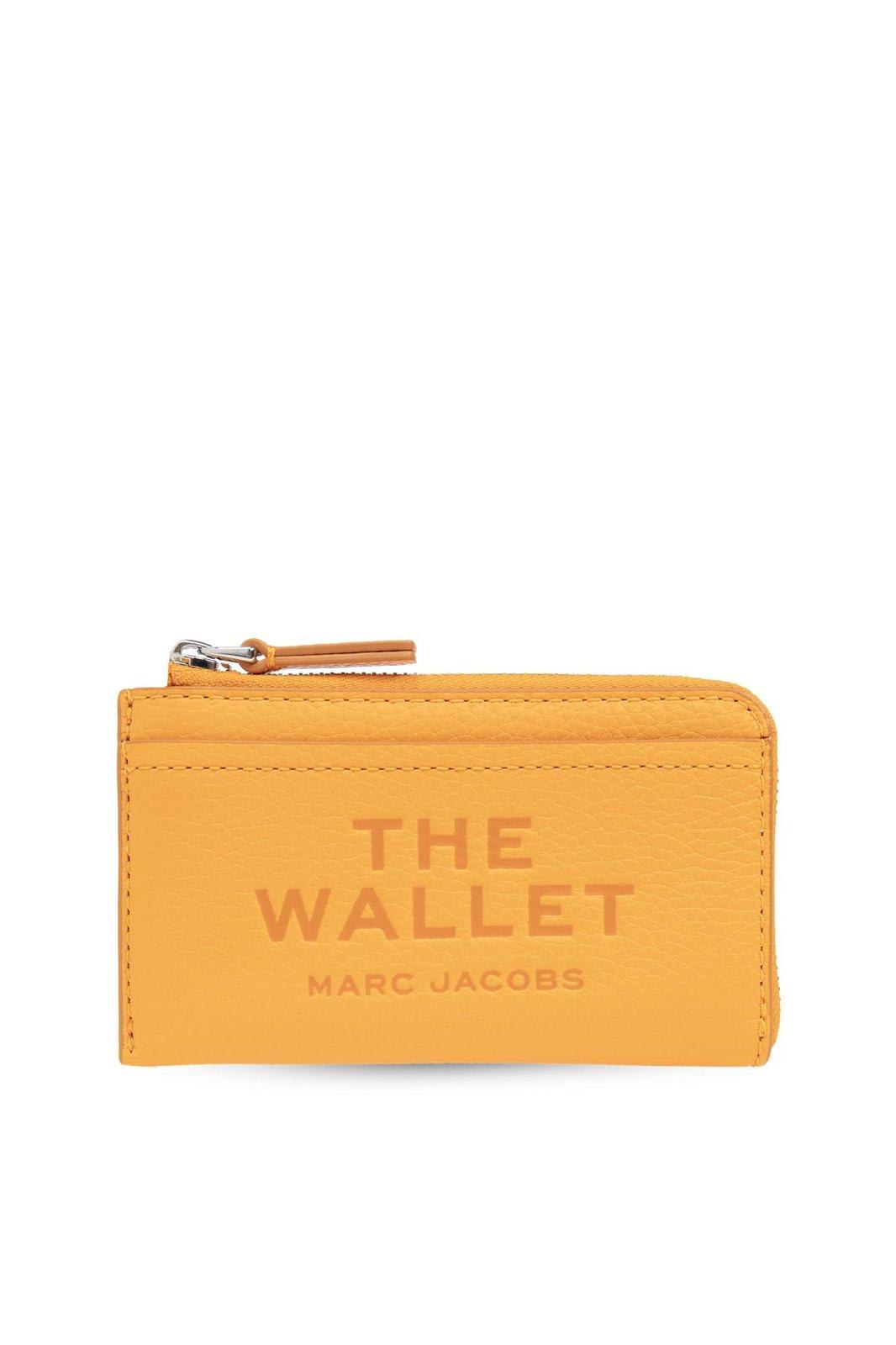 Shop Marc Jacobs The Leather Top Zip Wallet In Tangerine