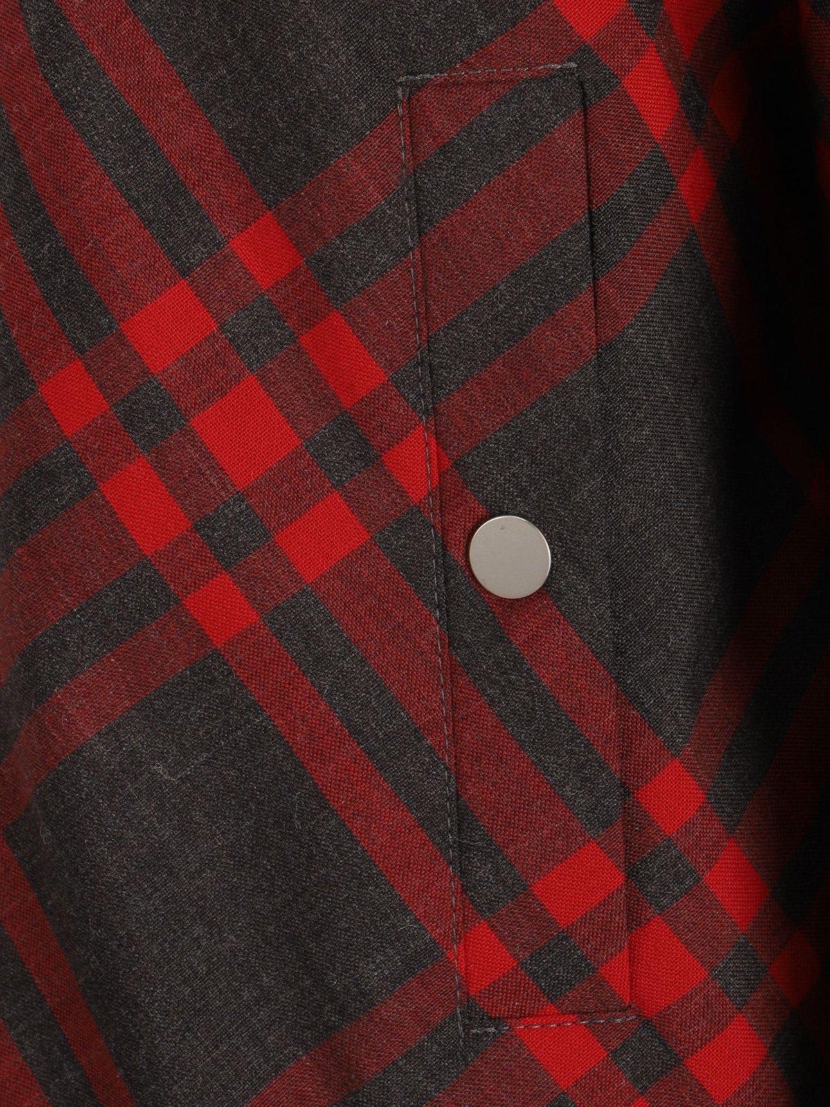 Shop Burberry Checked Belted Waist Bomber Jacket In Red