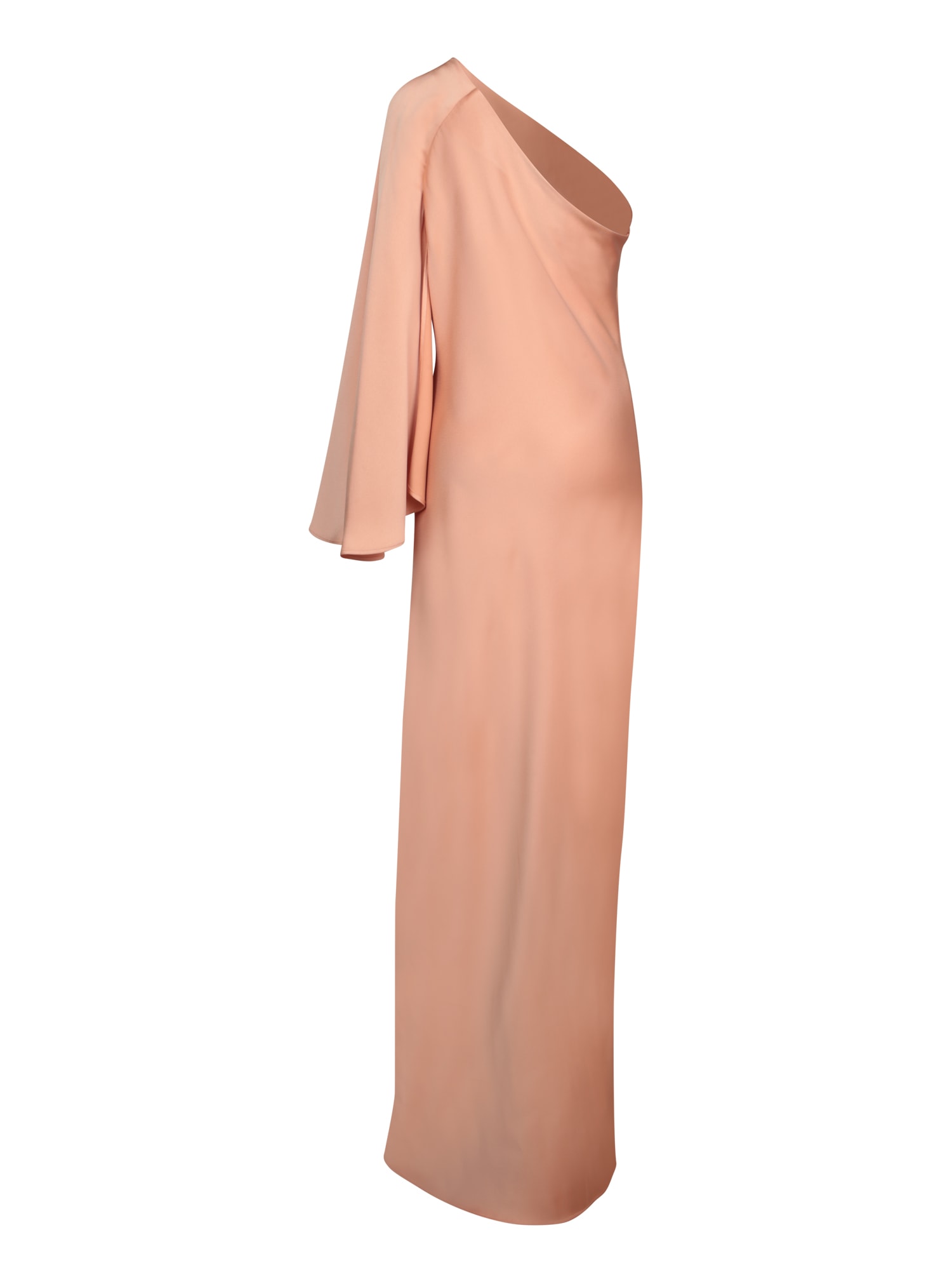 Shop Genny Long Satin Dress Nude In Beige