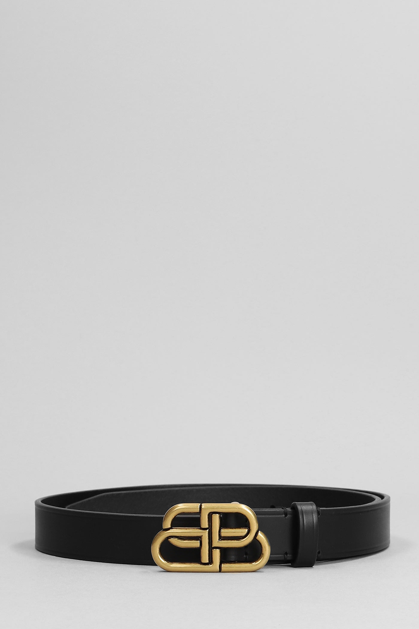 Shop Balenciaga Bb Thin Belts In Black Leather