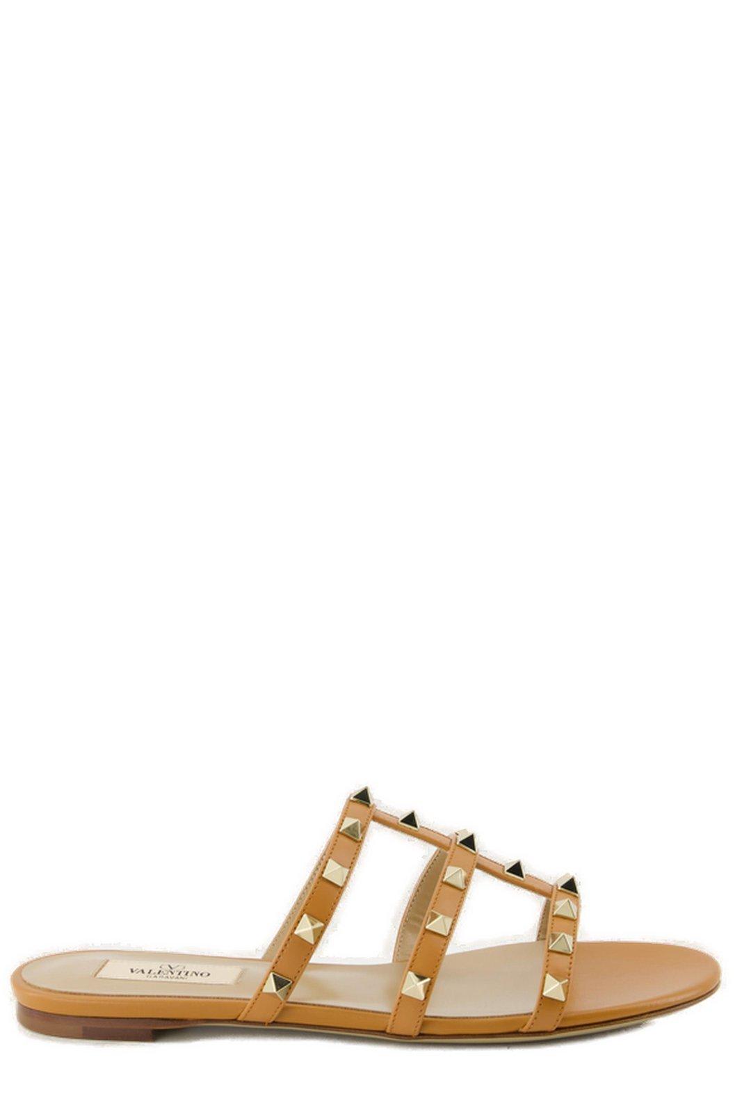 Valentino Garavani  Garavani - Rockstud Leather Slides In Brown