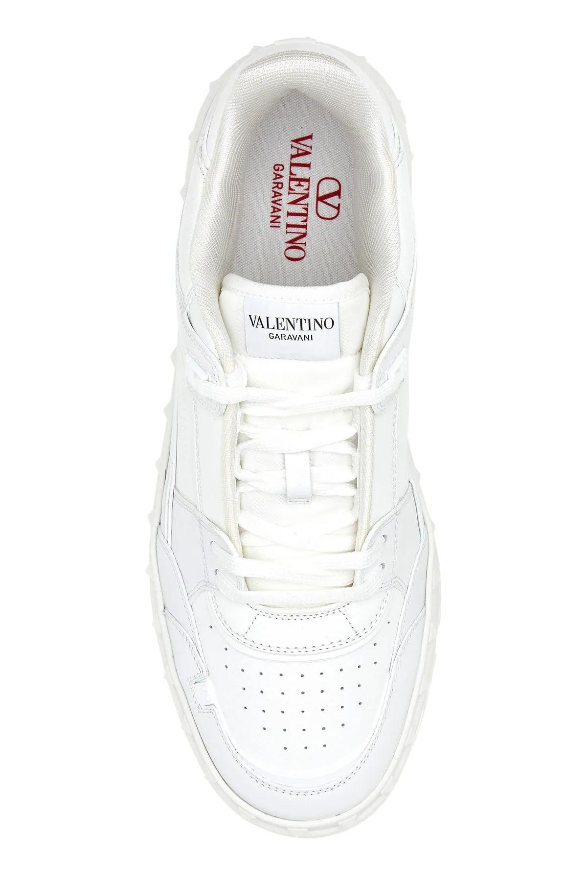 Shop Valentino White Leather Freedots Sneakers