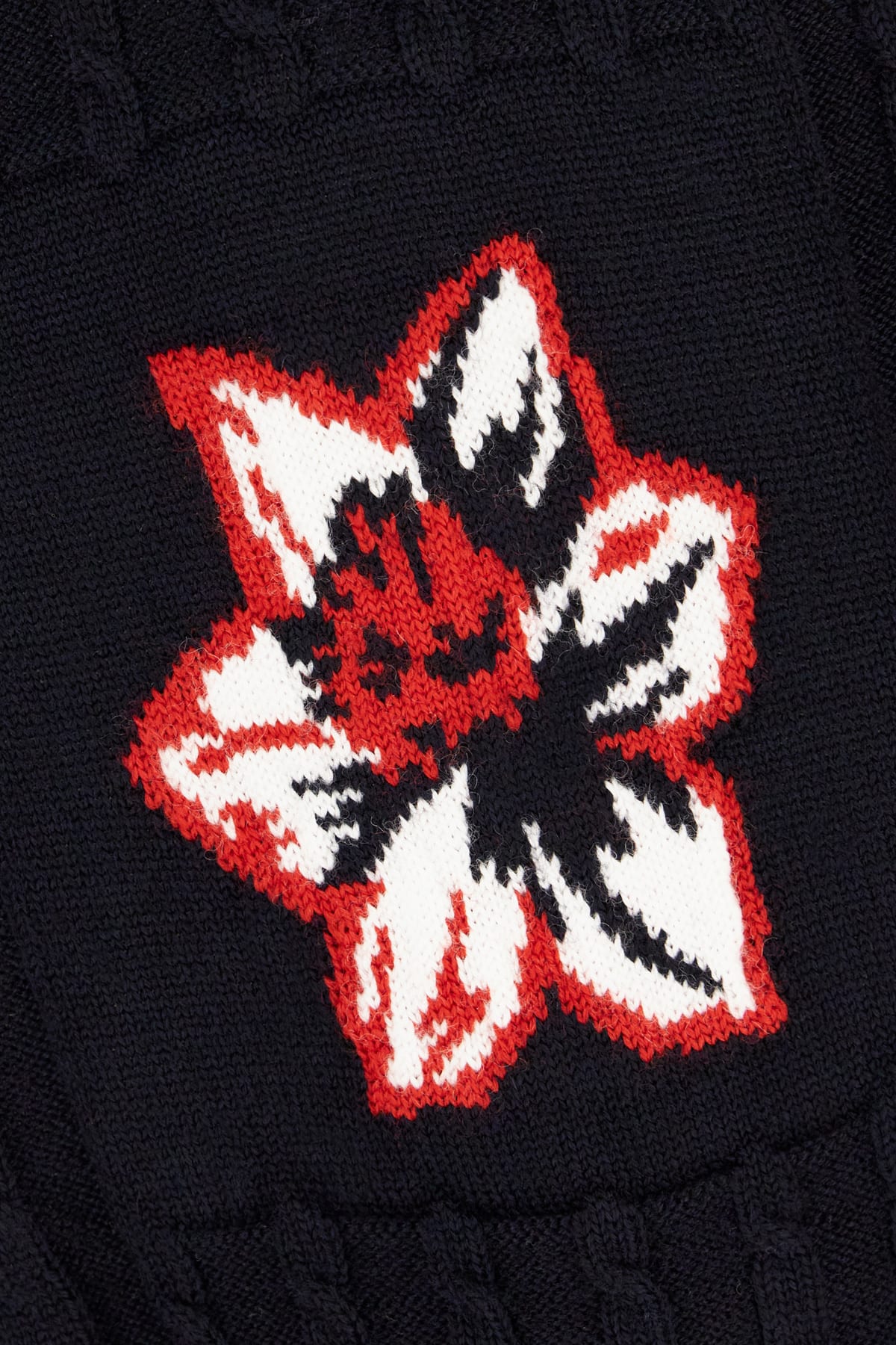 Thom Browne Wool Cardigan With Embroidered Flowers And Pockets In Black