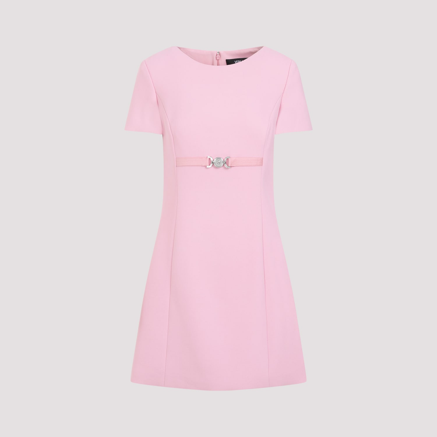 Shop Versace Mini Dress In Pale Pink