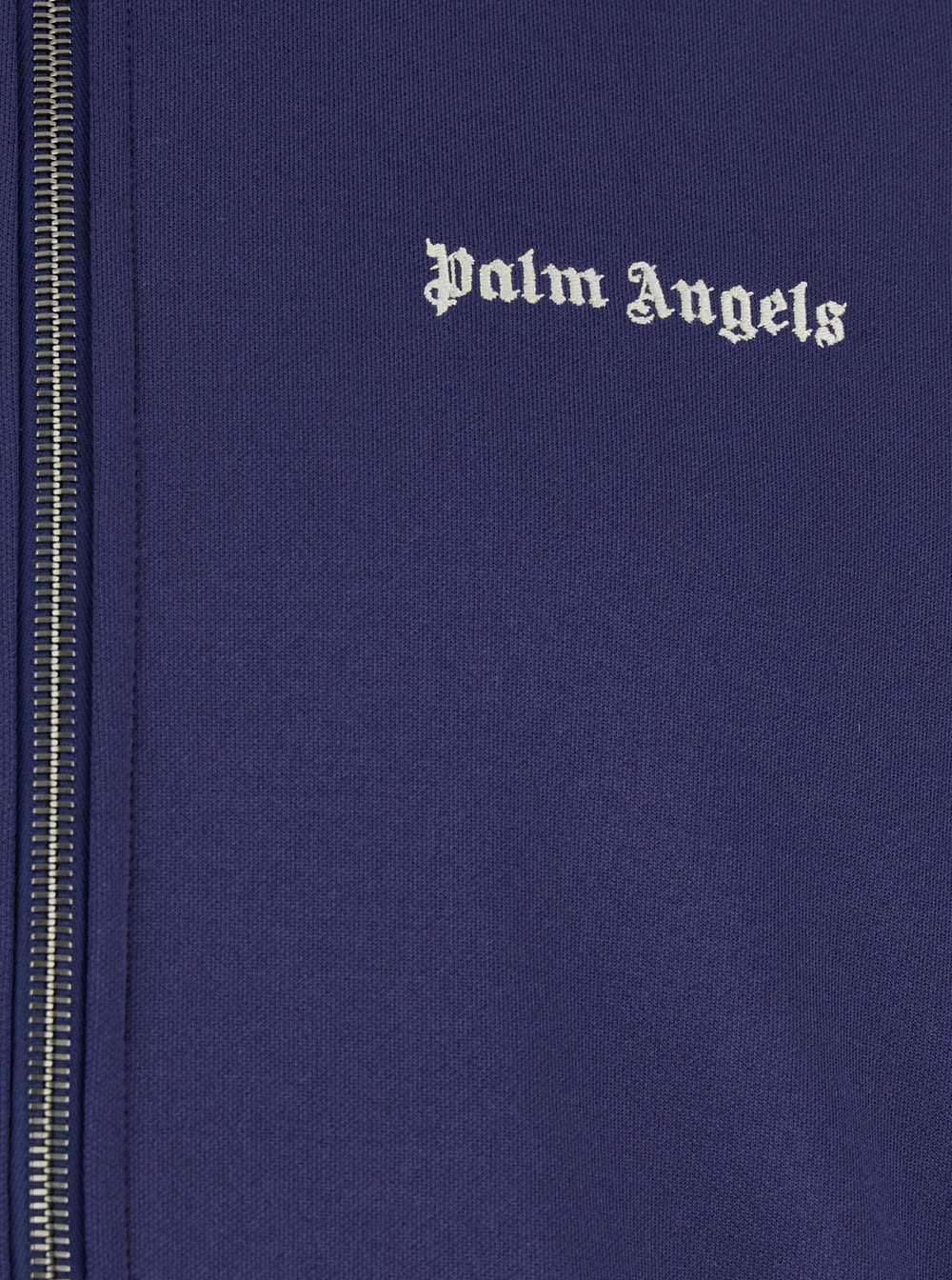 Shop Palm Angels Blue High Neck Sweatshirt With Logo Lettering On The Front In Tech Fabric Man