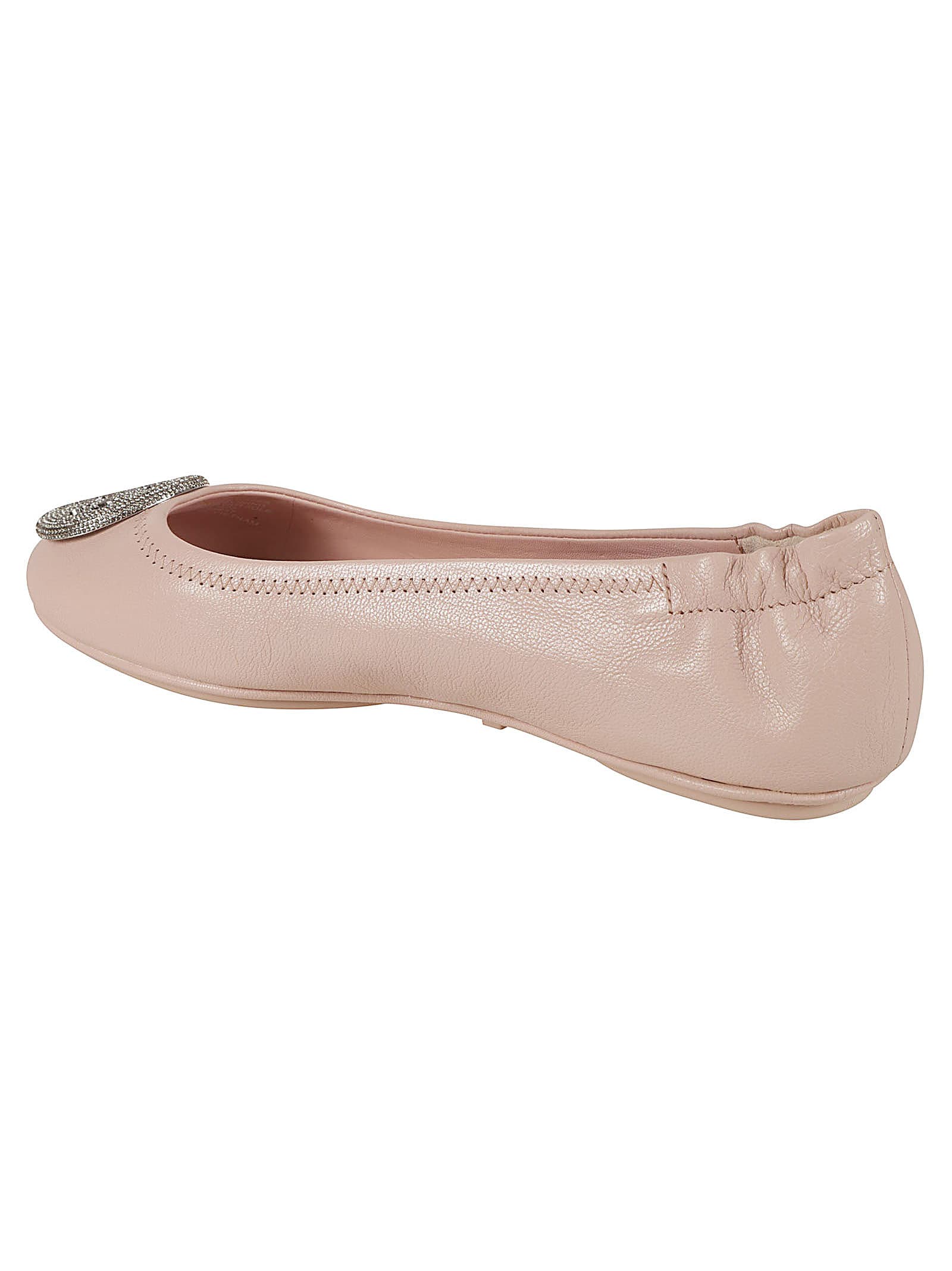 Shop Tory Burch Minnie Travel Ballerinas In Shell Pink/silver